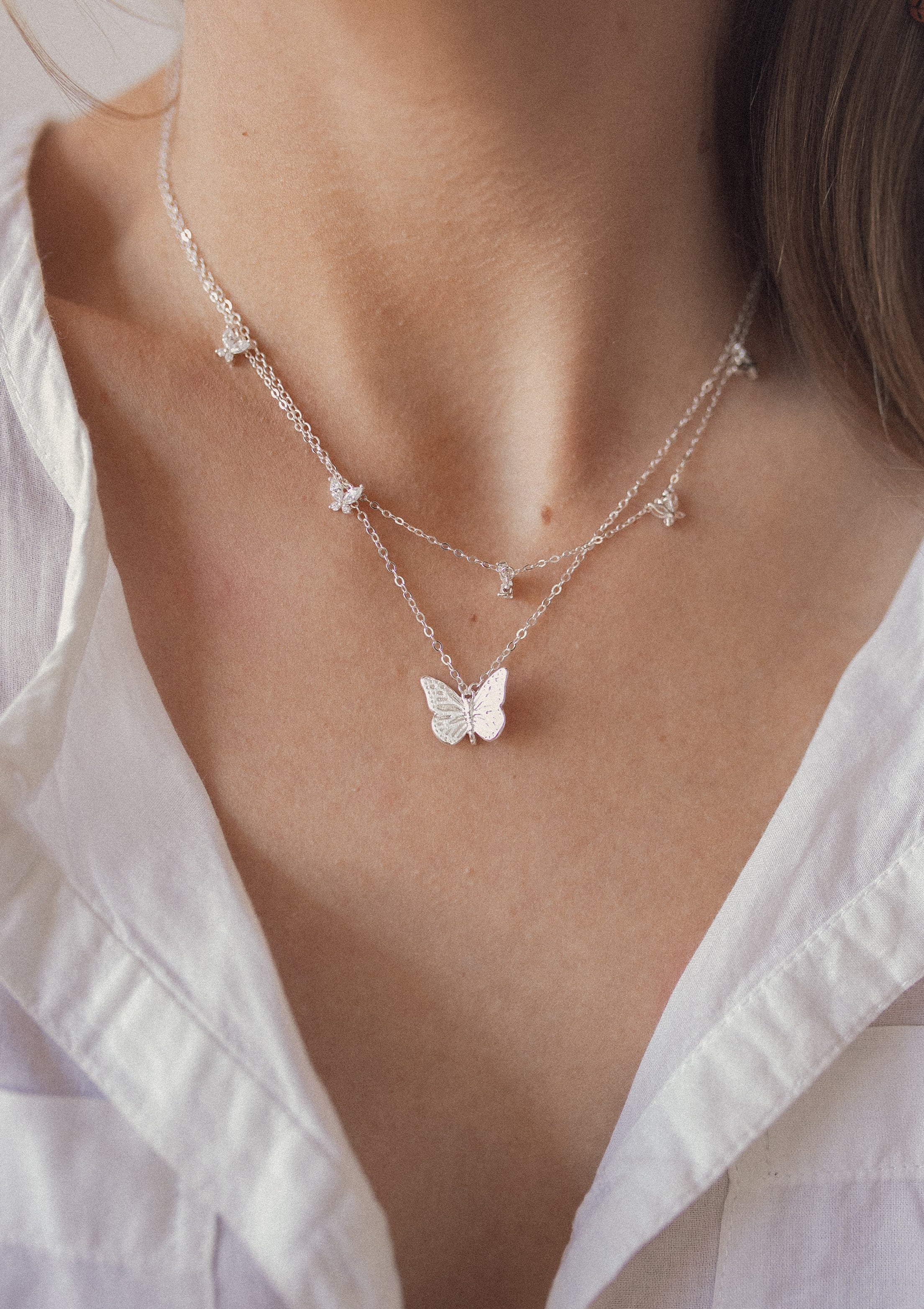 Butterfly Pendant Necklace Sterling Silver - Image 12