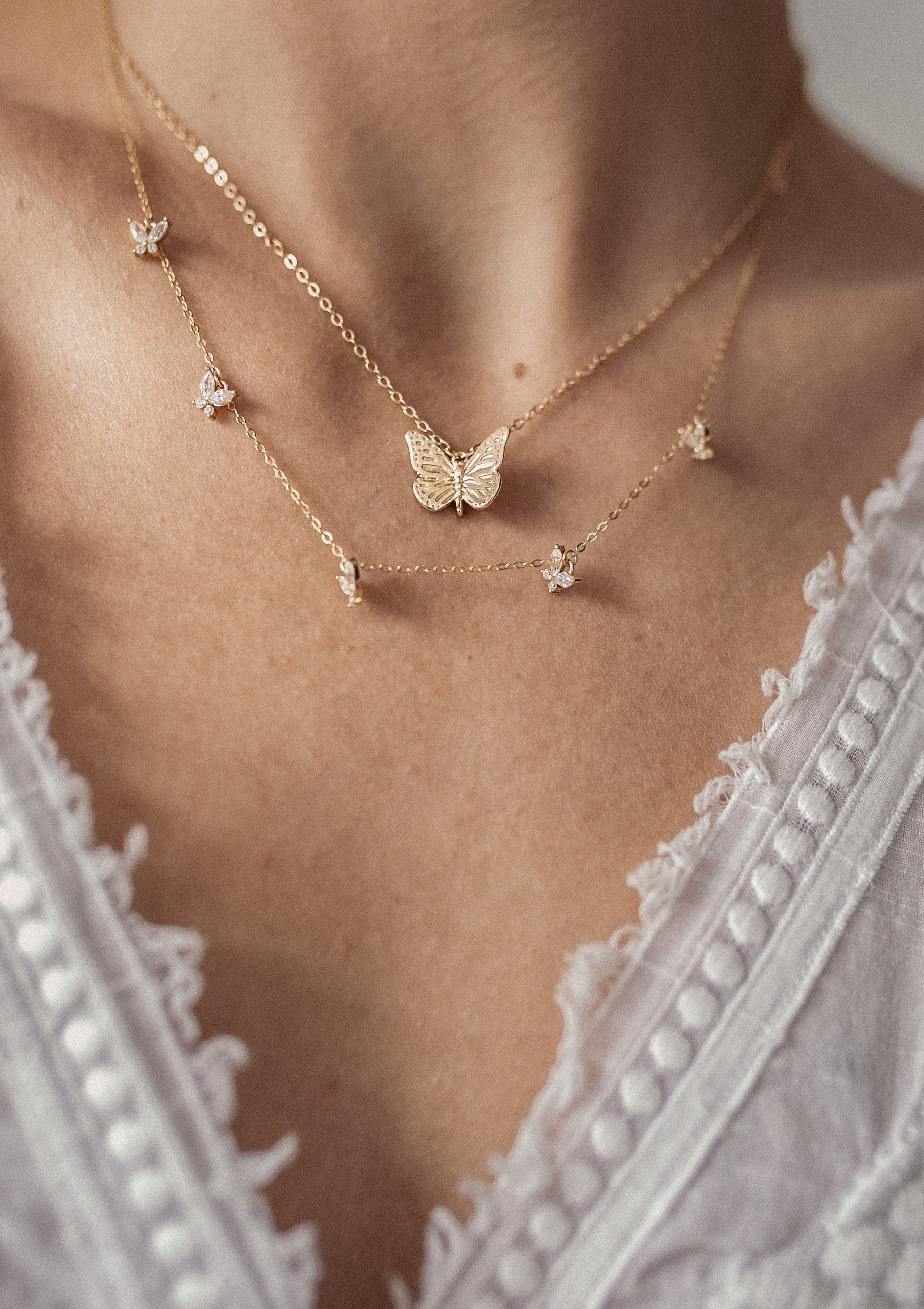 Butterfly Pendant Necklace Sterling Silver Gold - Image 8