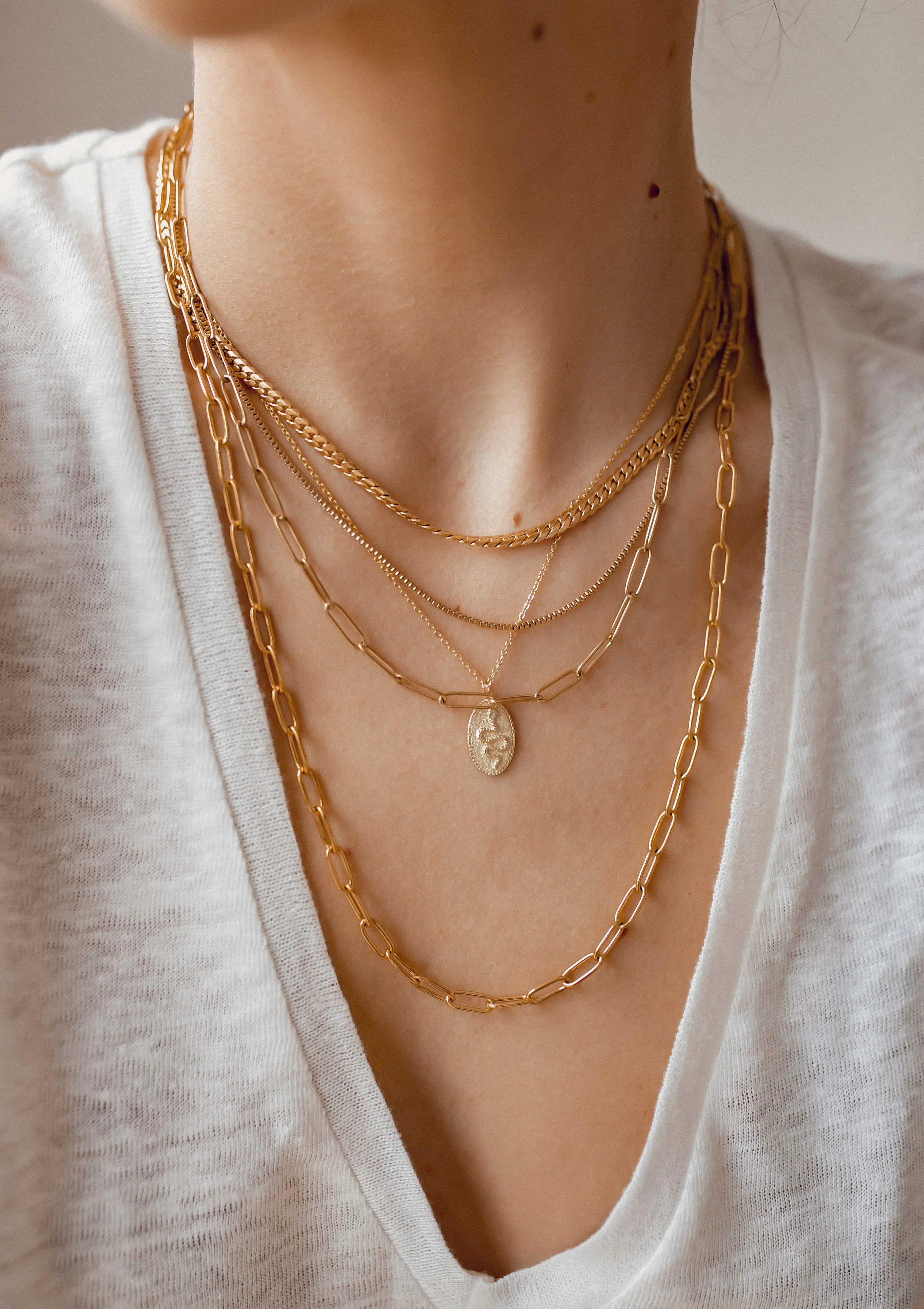 Chunky Chain Layered Necklace Gold - Image 5