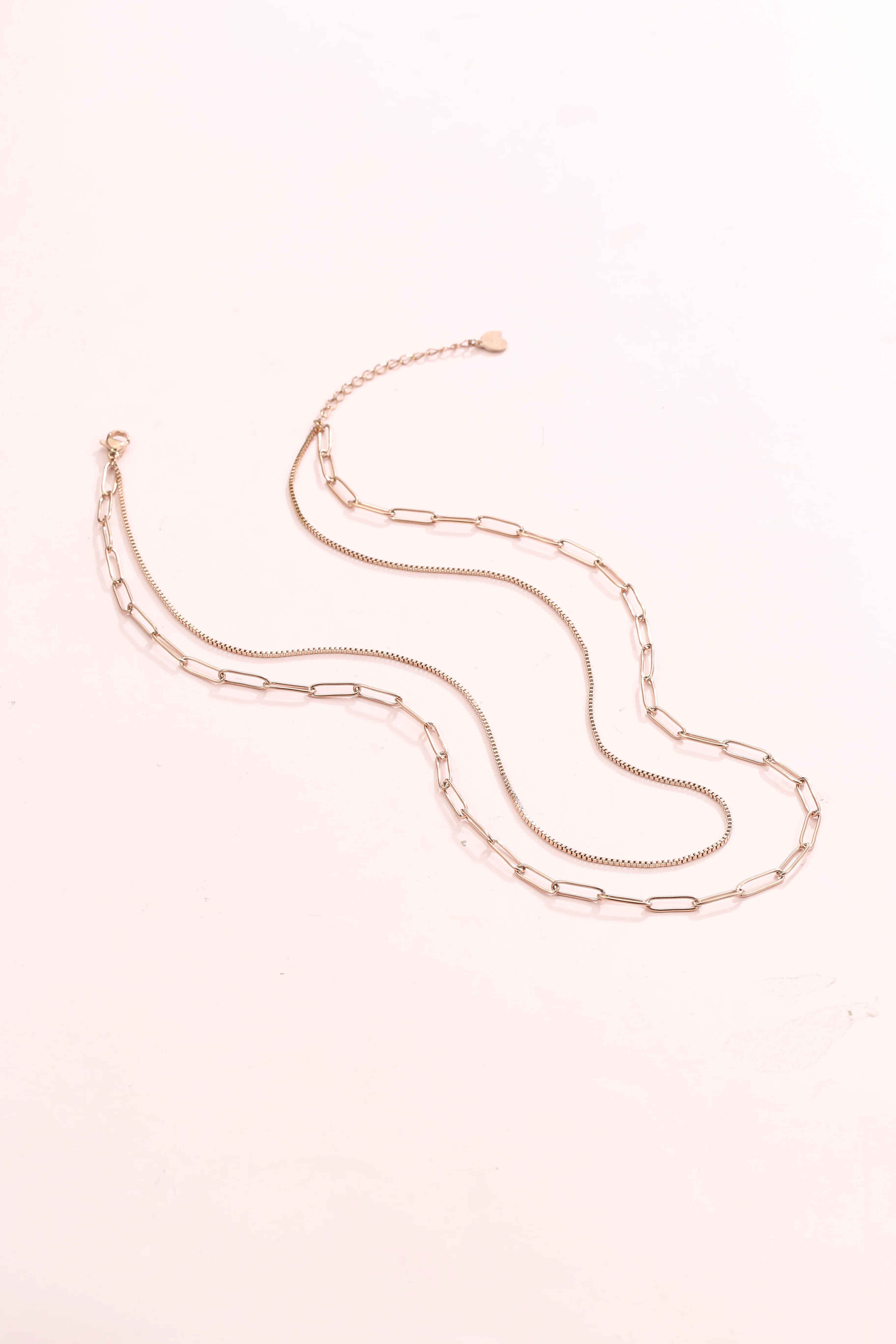 Chunky Chain Layered Necklace Rose Gold - Image 3