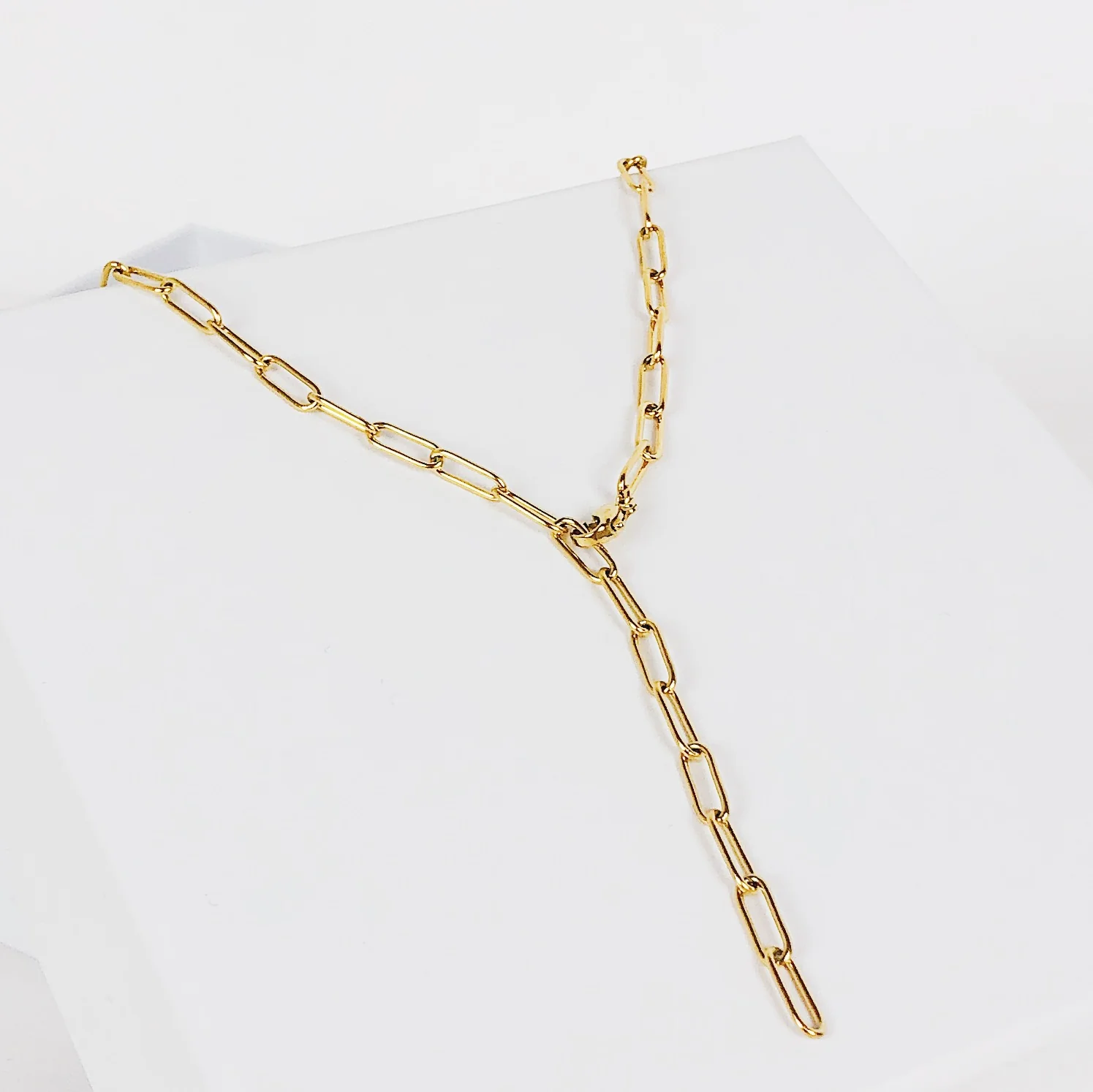 Chunky Chain Y Necklace Gold - Image 9