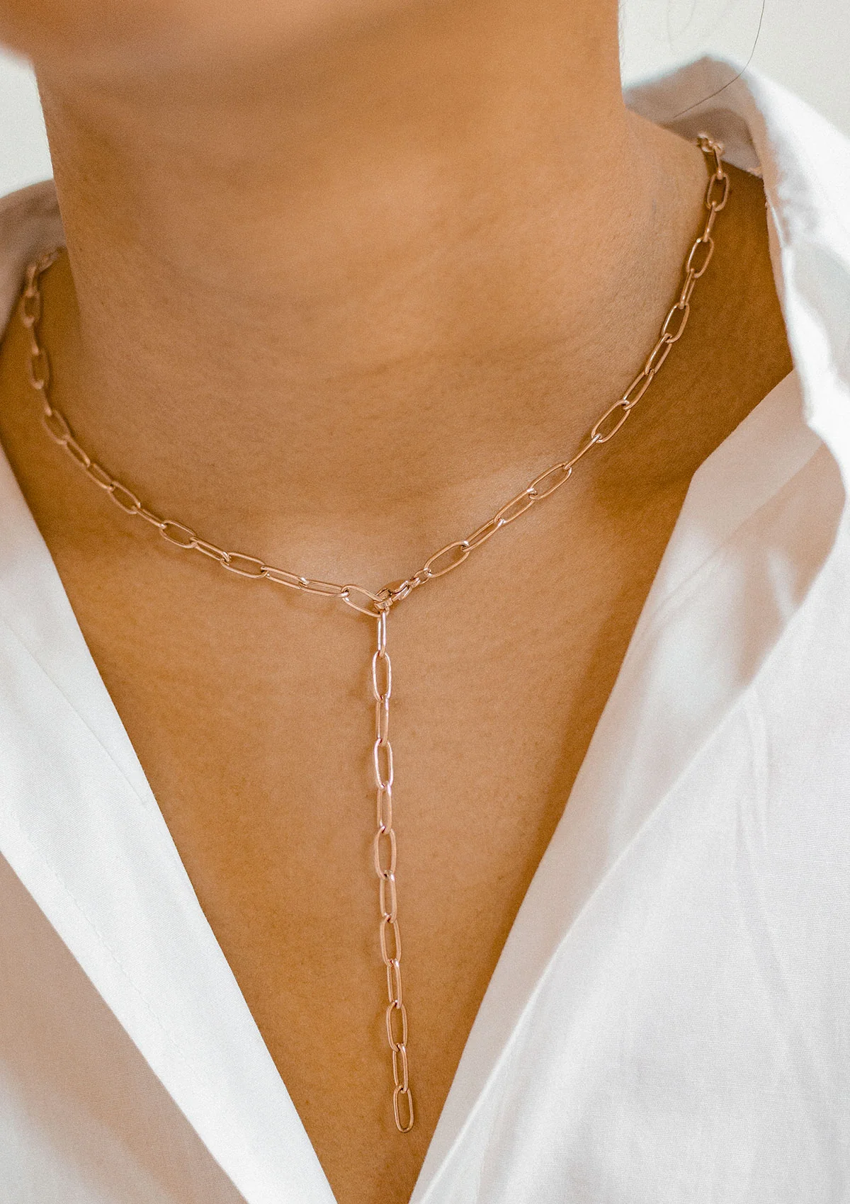 Chunky Chain Y Necklace Rose Gold - Image 3