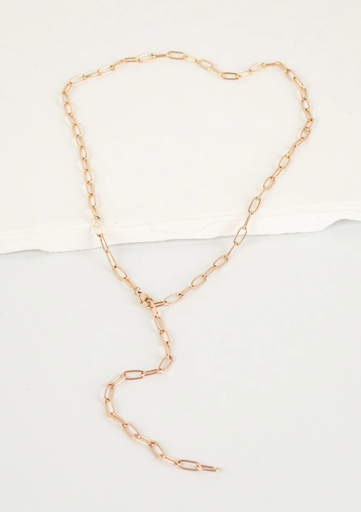 Chunky Chain Y Necklace Rose Gold - Image 5