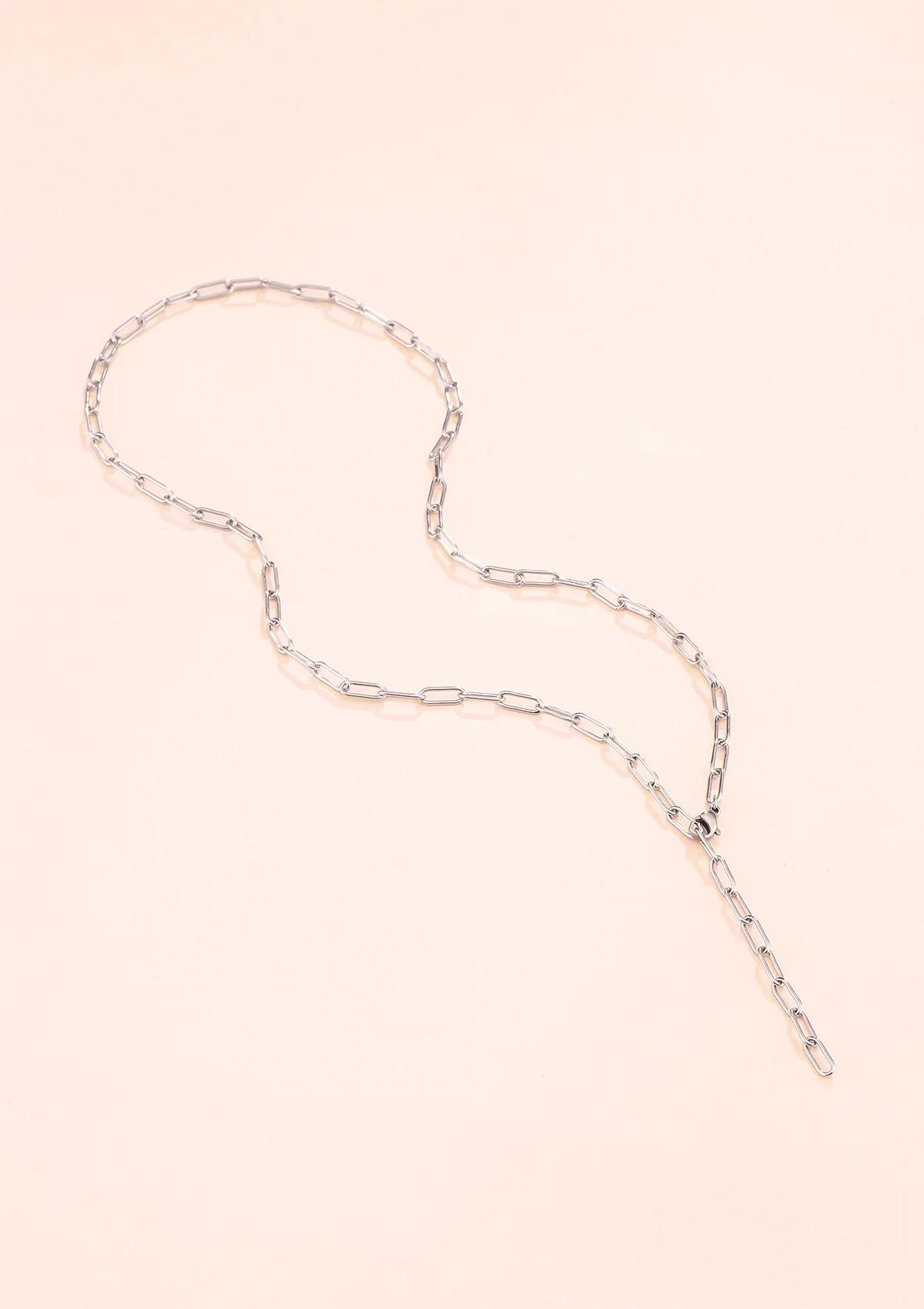 Chunky Chain Y Necklace Silver - Image 4