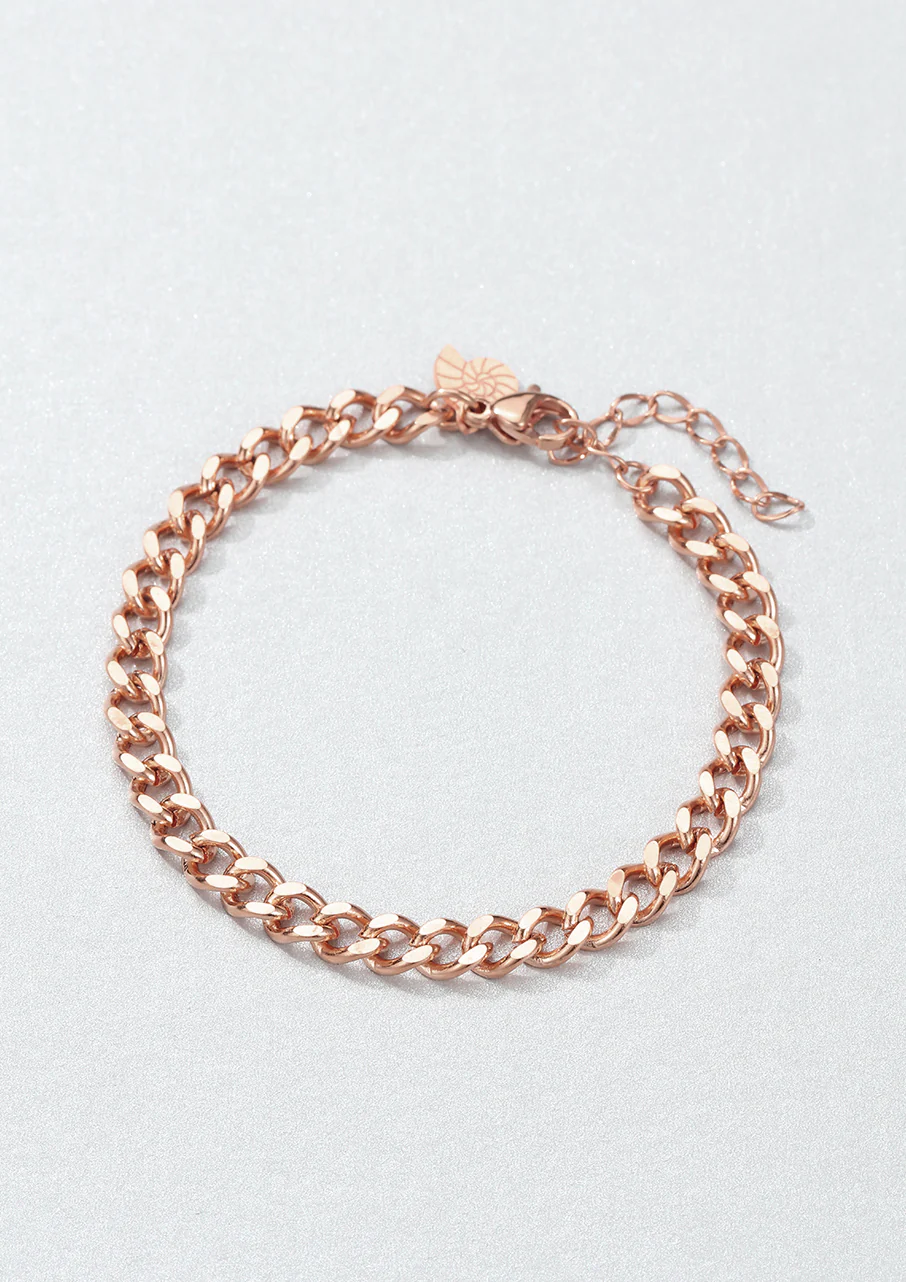 Chunky Curb Chain Bracelet Rose Gold - Image 3