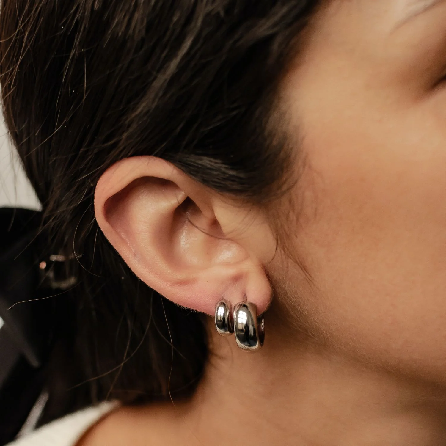 Chunky Hoop Earring Set Stainless Steel - Image 4