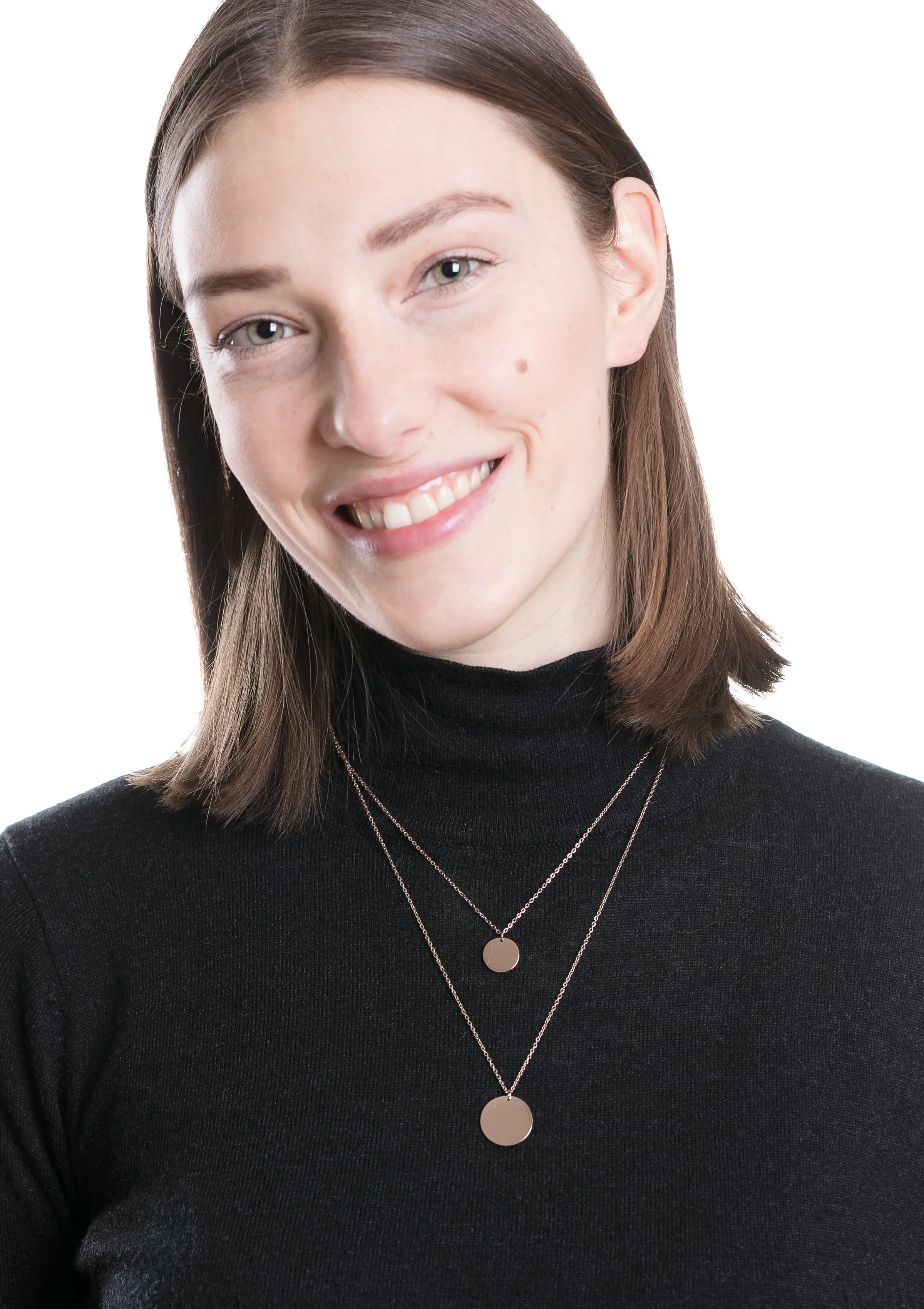 Circle Layered Necklace Rose Gold - Image 6