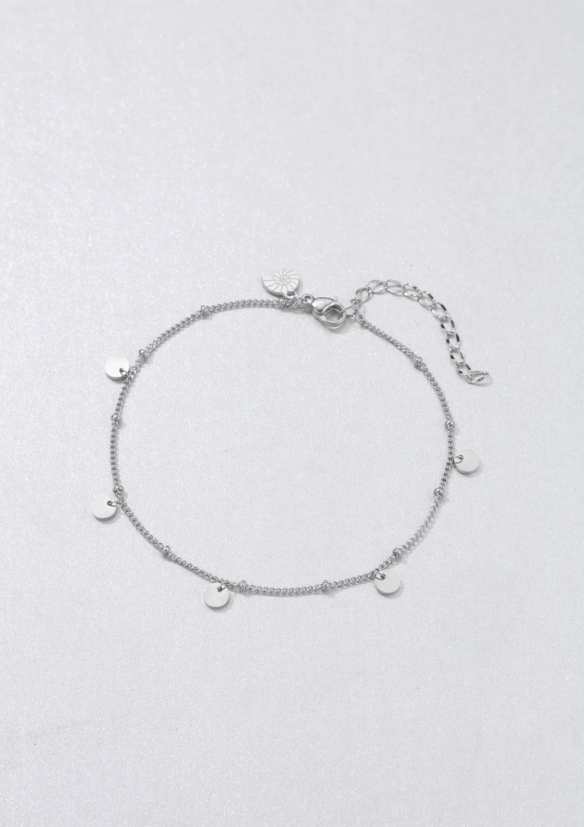 Circles Bobble Chain Anklet Silver - Image 3