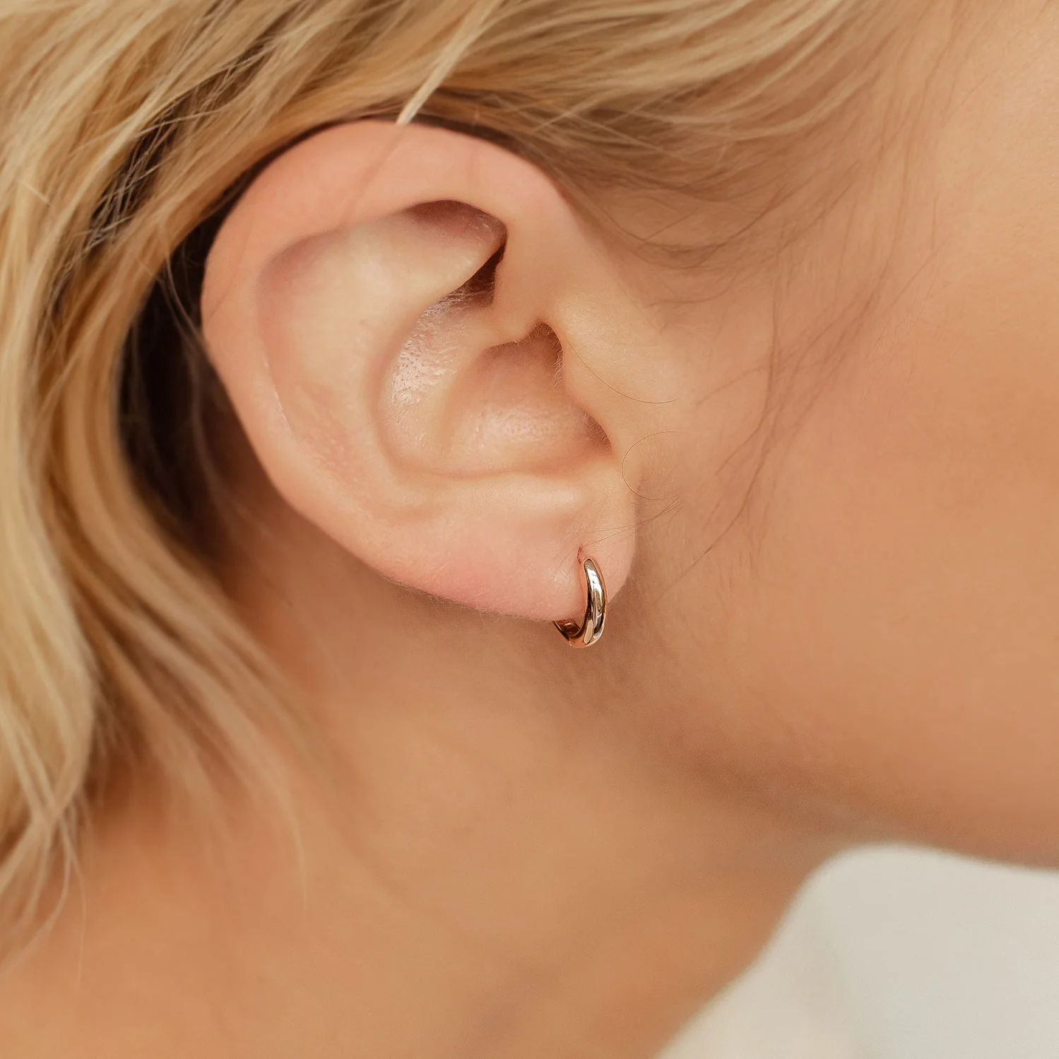 Classic Hoop Huggie Earrings Sterling Silver Gold - Image 10