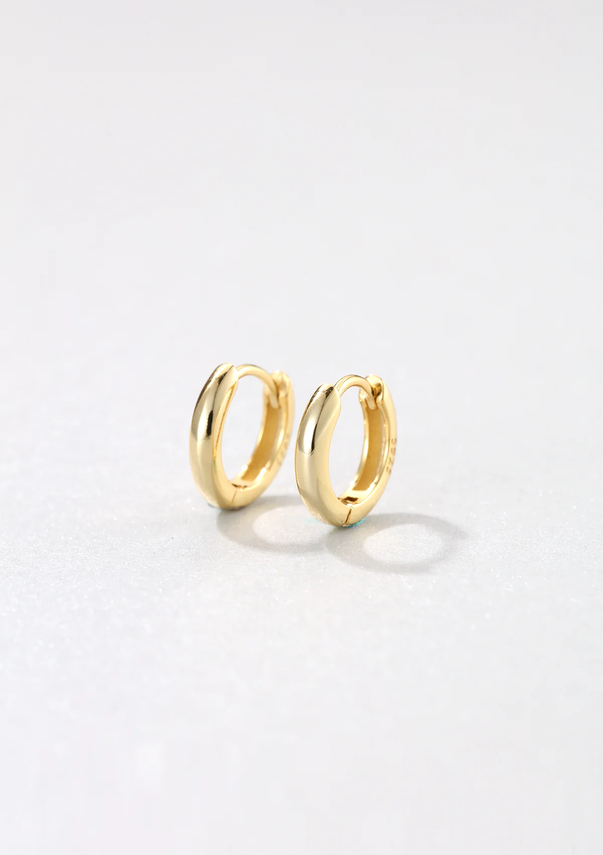 Classic Hoop Huggie Earrings Sterling Silver Gold - Image 11