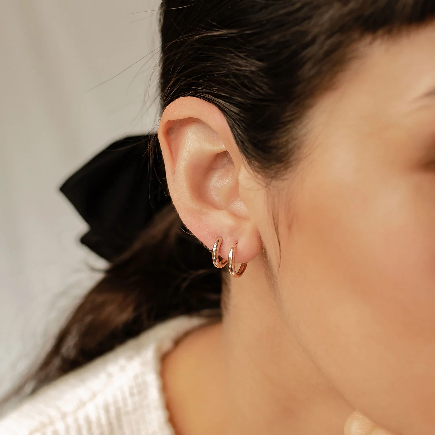 Classic Hoop Huggie Earrings Sterling Silver Gold - Image 13