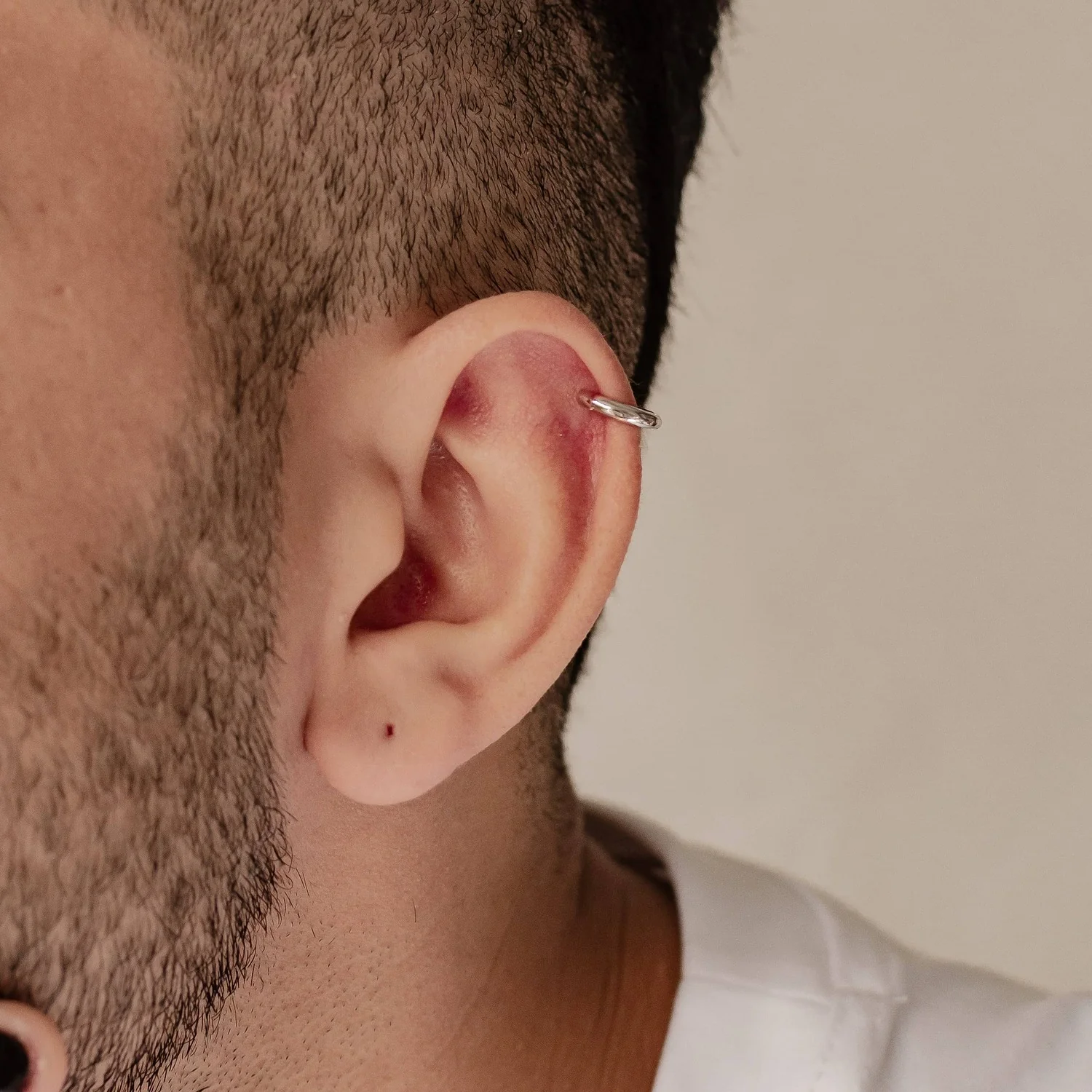 Classic Hoop Huggie Earrings Sterling Silver Gold - Image 19