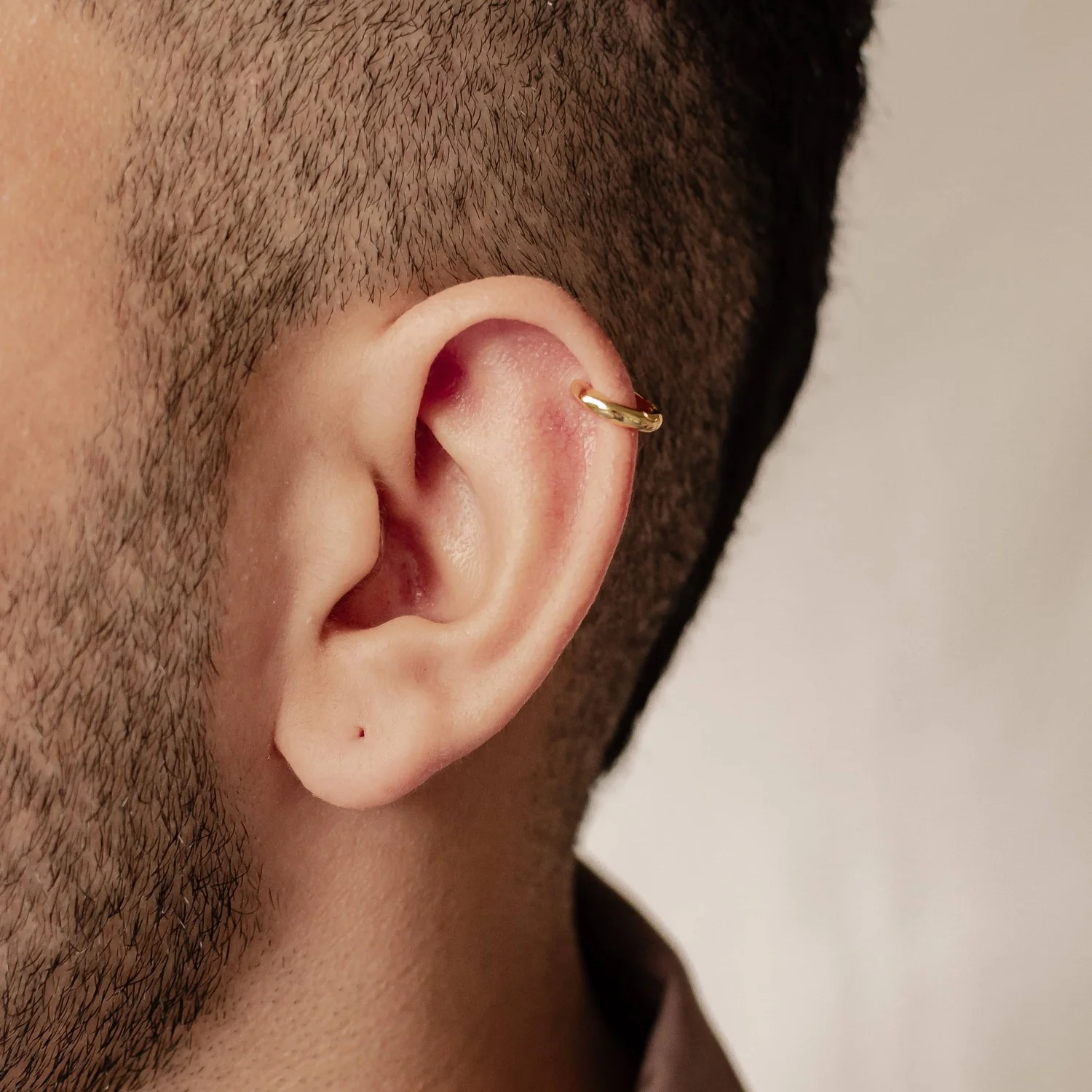 Classic Hoop Huggie Earrings Sterling Silver Gold - Image 3