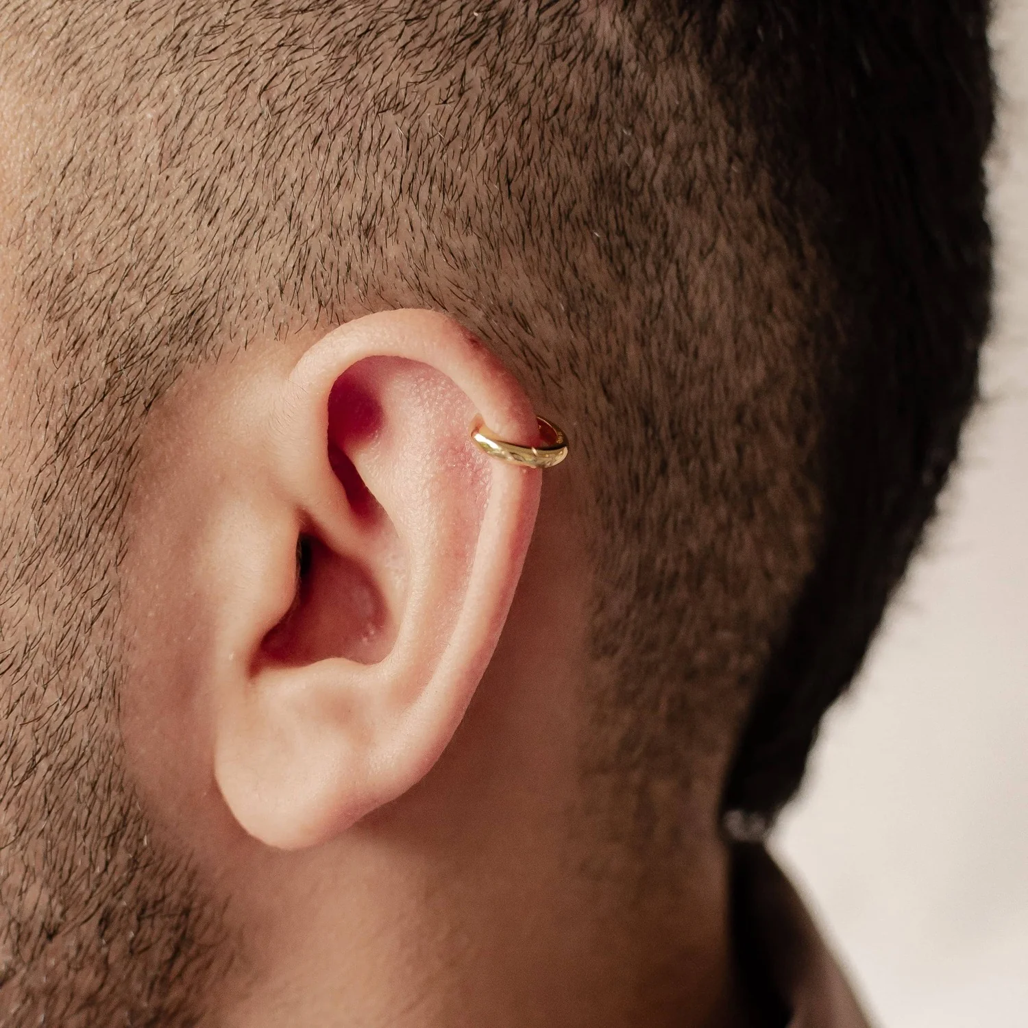 Classic Hoop Huggie Earrings Sterling Silver Gold - Image 6