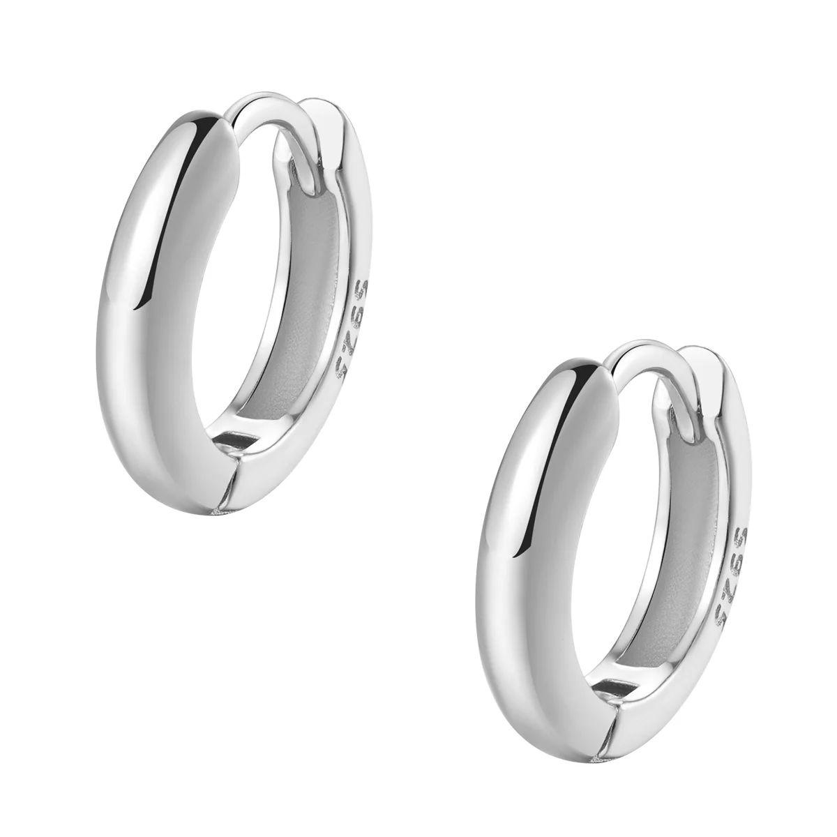 Classic Hoop Huggie Earrings Sterling Silver Gold - Image 9
