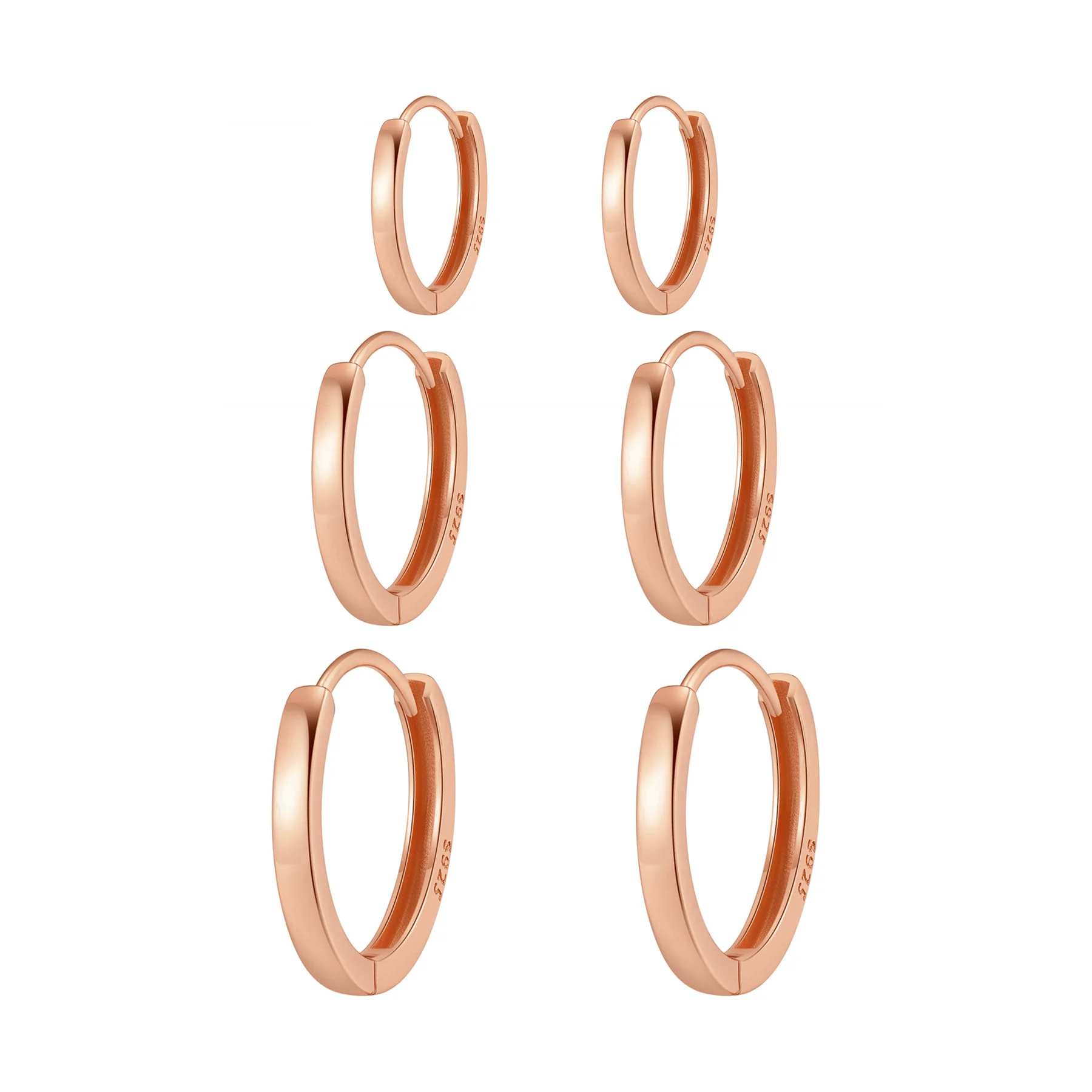 Classic Trio Band Hoop Earring Set Sterling Silver - Image 11