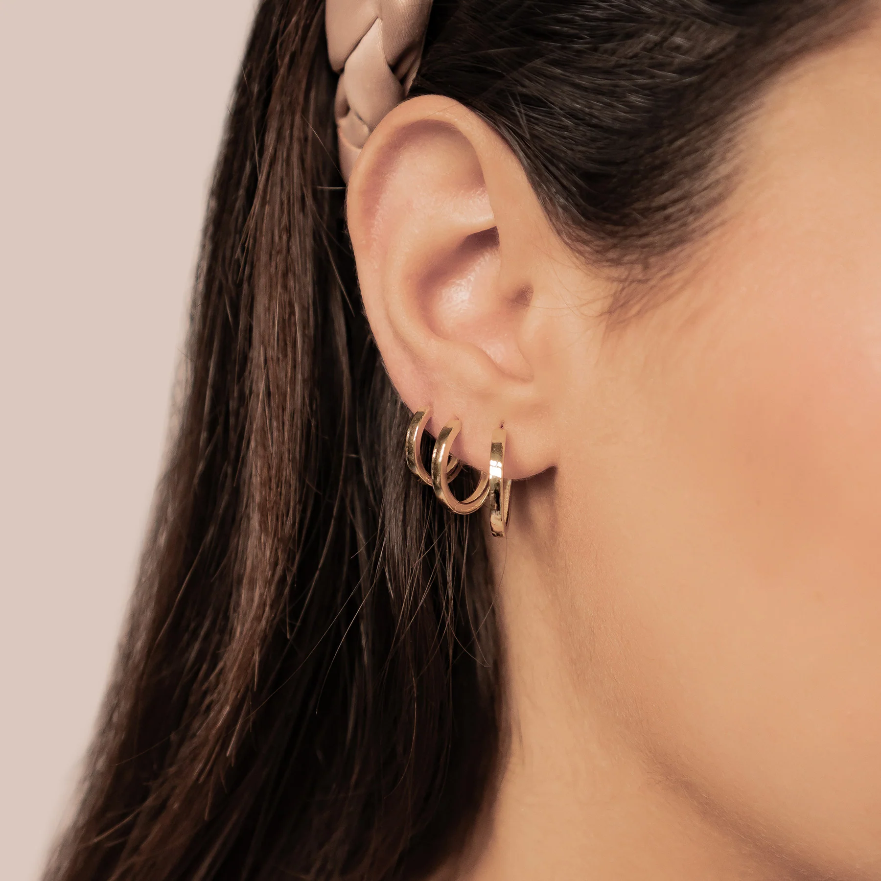 Classic Trio Band Hoop Earring Set Sterling Silver - Image 4