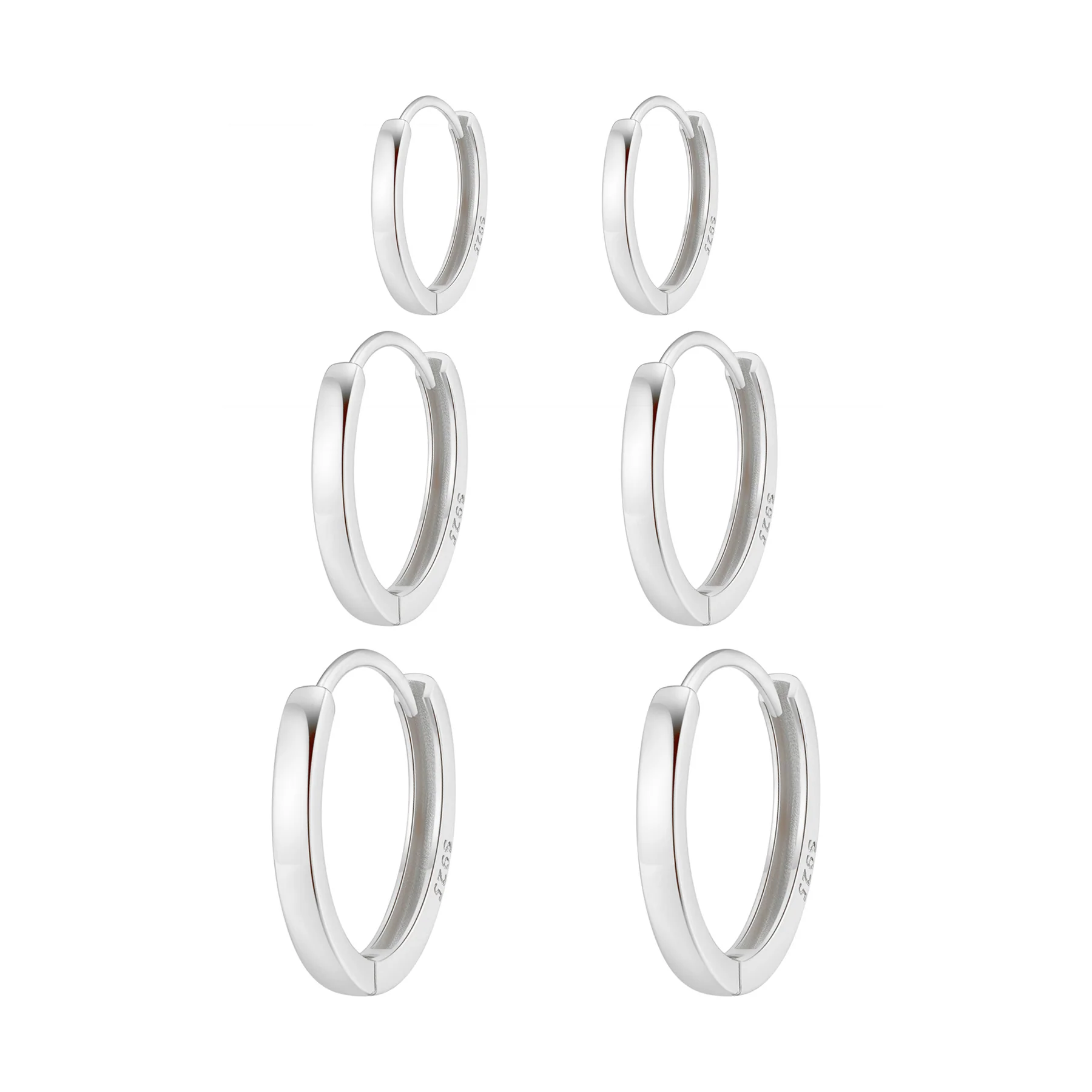 Classic Trio Band Hoop Earring Set Sterling Silver - Image 7