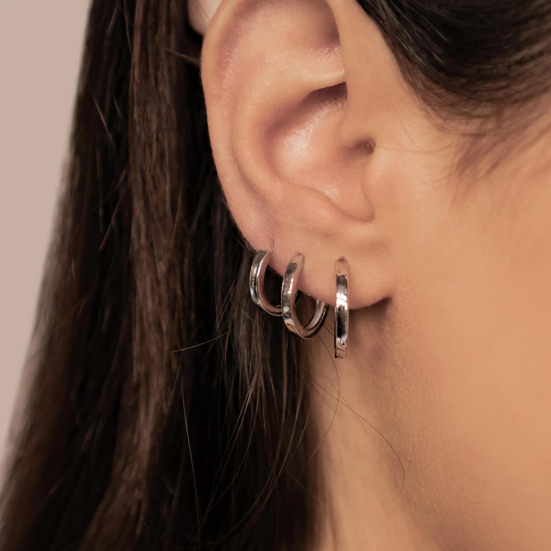 Classic Trio Band Hoop Earring Set Sterling Silver - Image 9