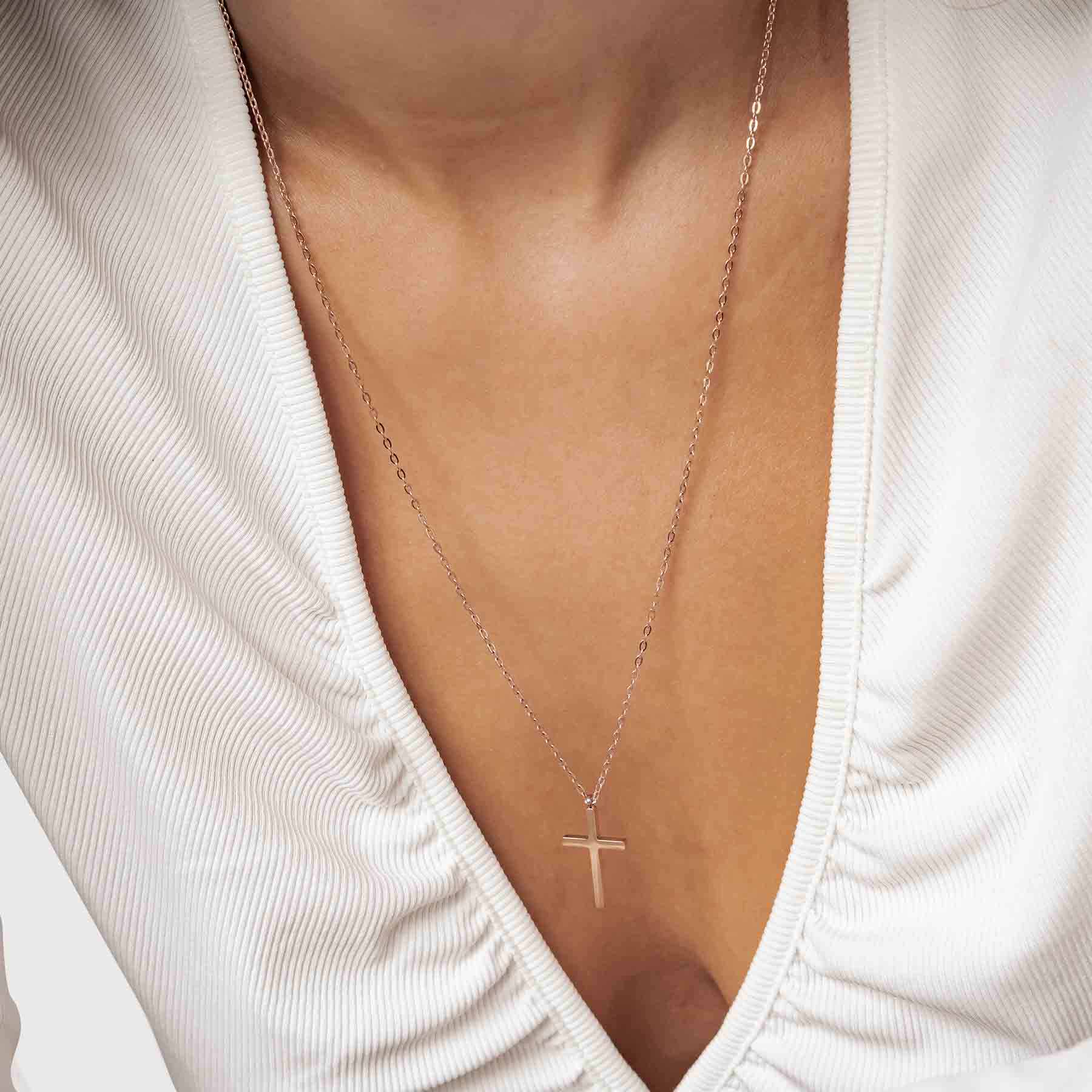 Cross Pendant Necklace Rose Gold - Image 10