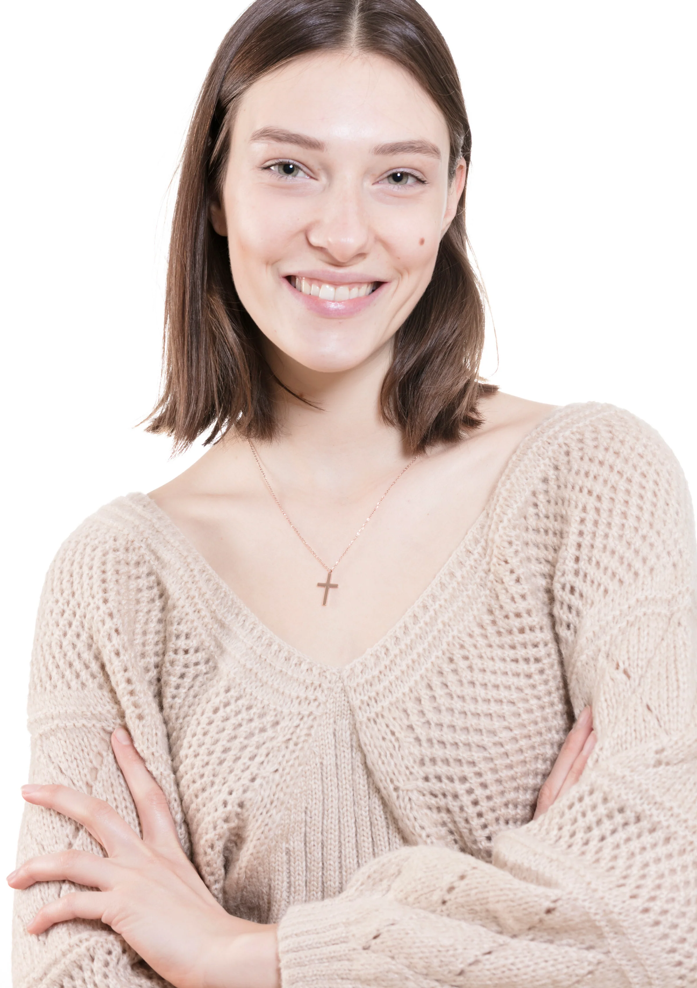 Cross Pendant Necklace Rose Gold - Image 4