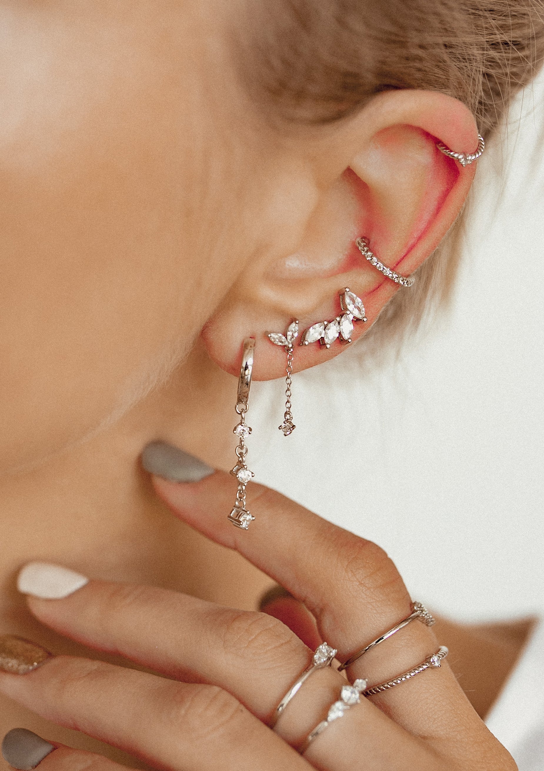 Dangle Huggie Earrings Sterling Silver - Image 4