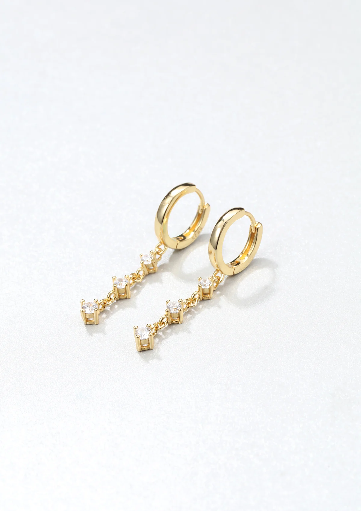 Dangle Huggie Earrings Sterling Silver Gold - Image 3