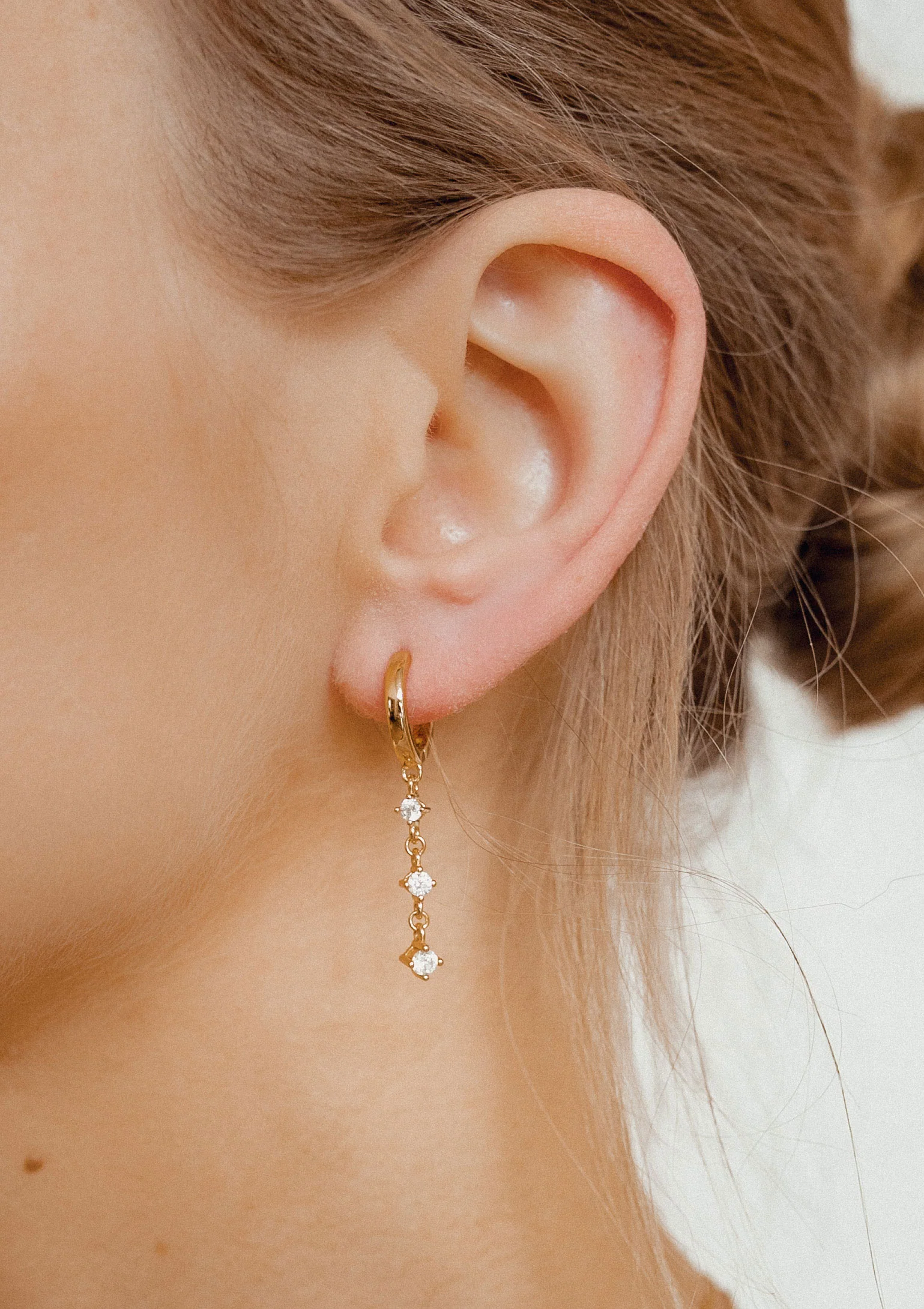 Dangle Huggie Earrings Sterling Silver Gold - Image 4