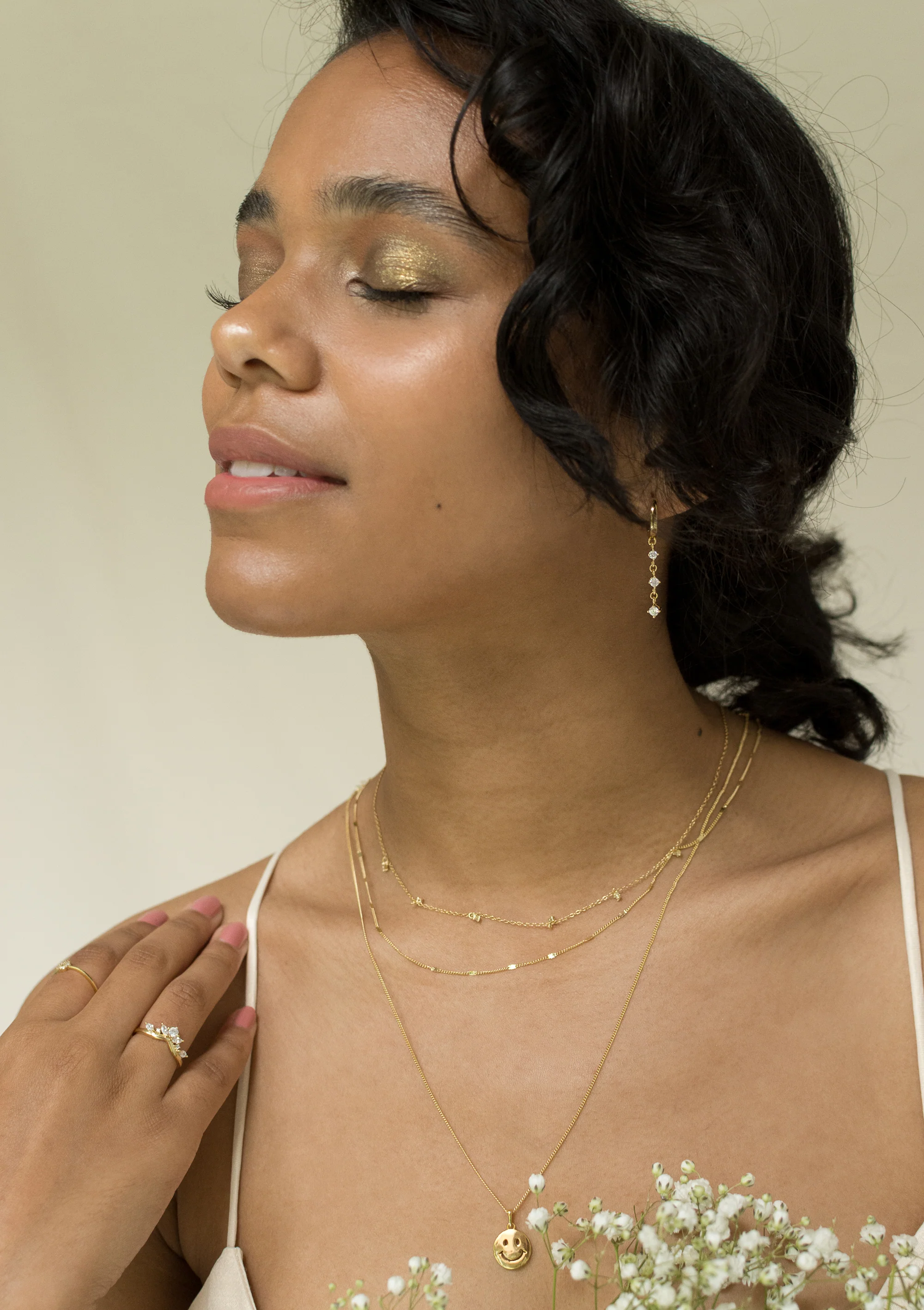 Dangle Huggie Earrings Sterling Silver Gold - Image 6