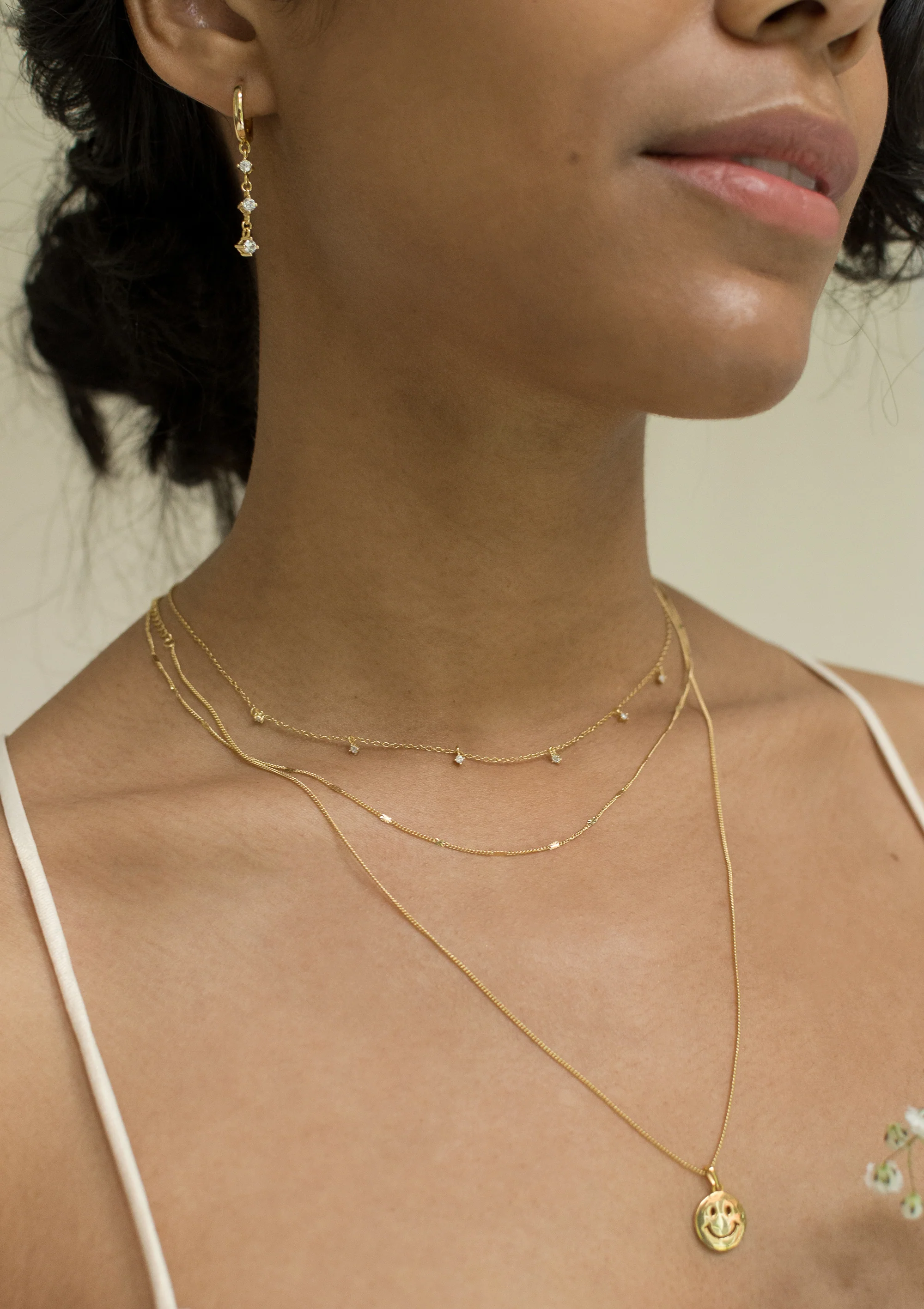 Dangle Huggie Earrings Sterling Silver Gold - Image 7