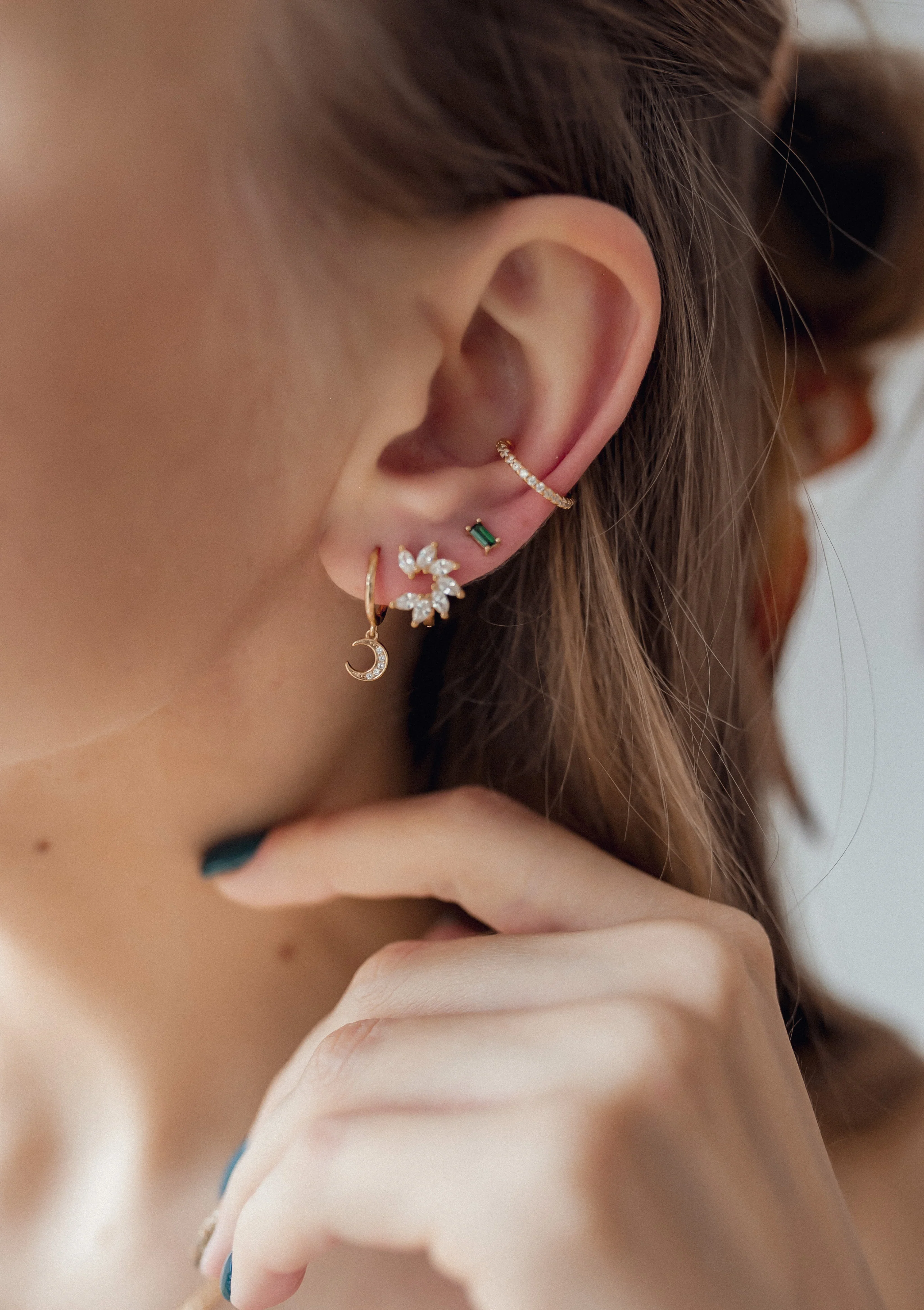 Diamond Ear Cuff Sterling Silver Gold - Image 12