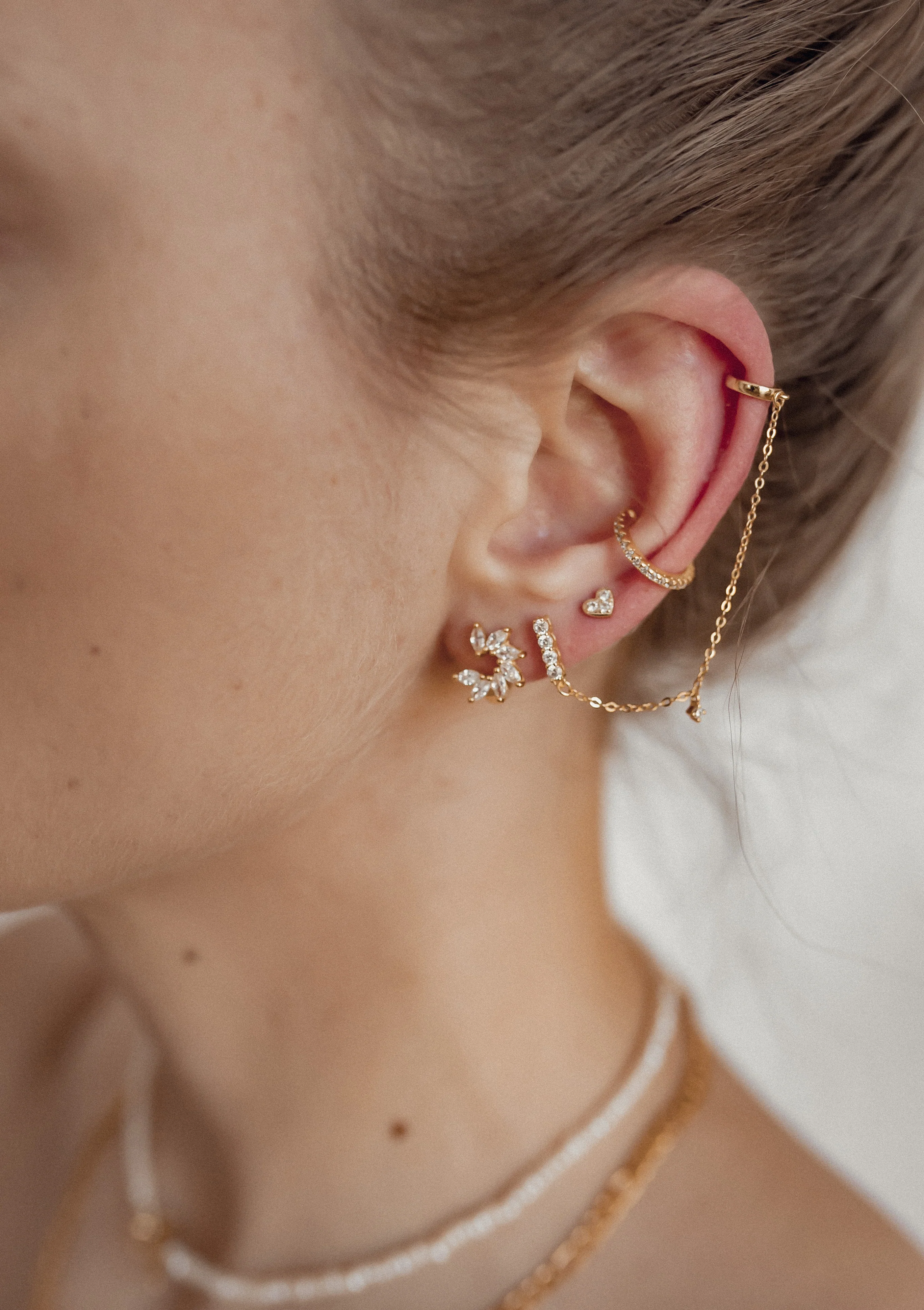 Diamond Ear Cuff Sterling Silver Gold - Image 17