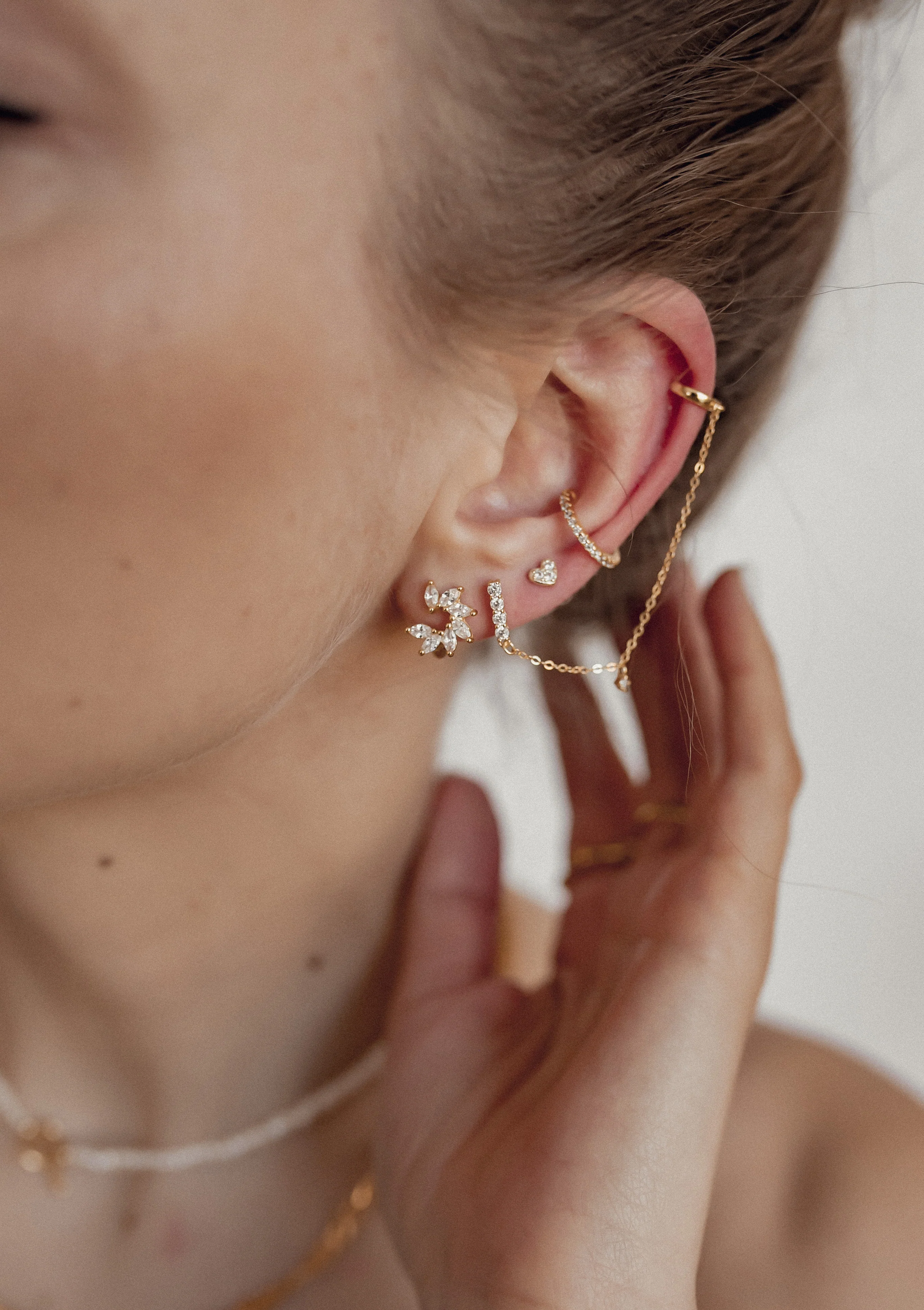 Diamond Ear Cuff Sterling Silver Gold - Image 21