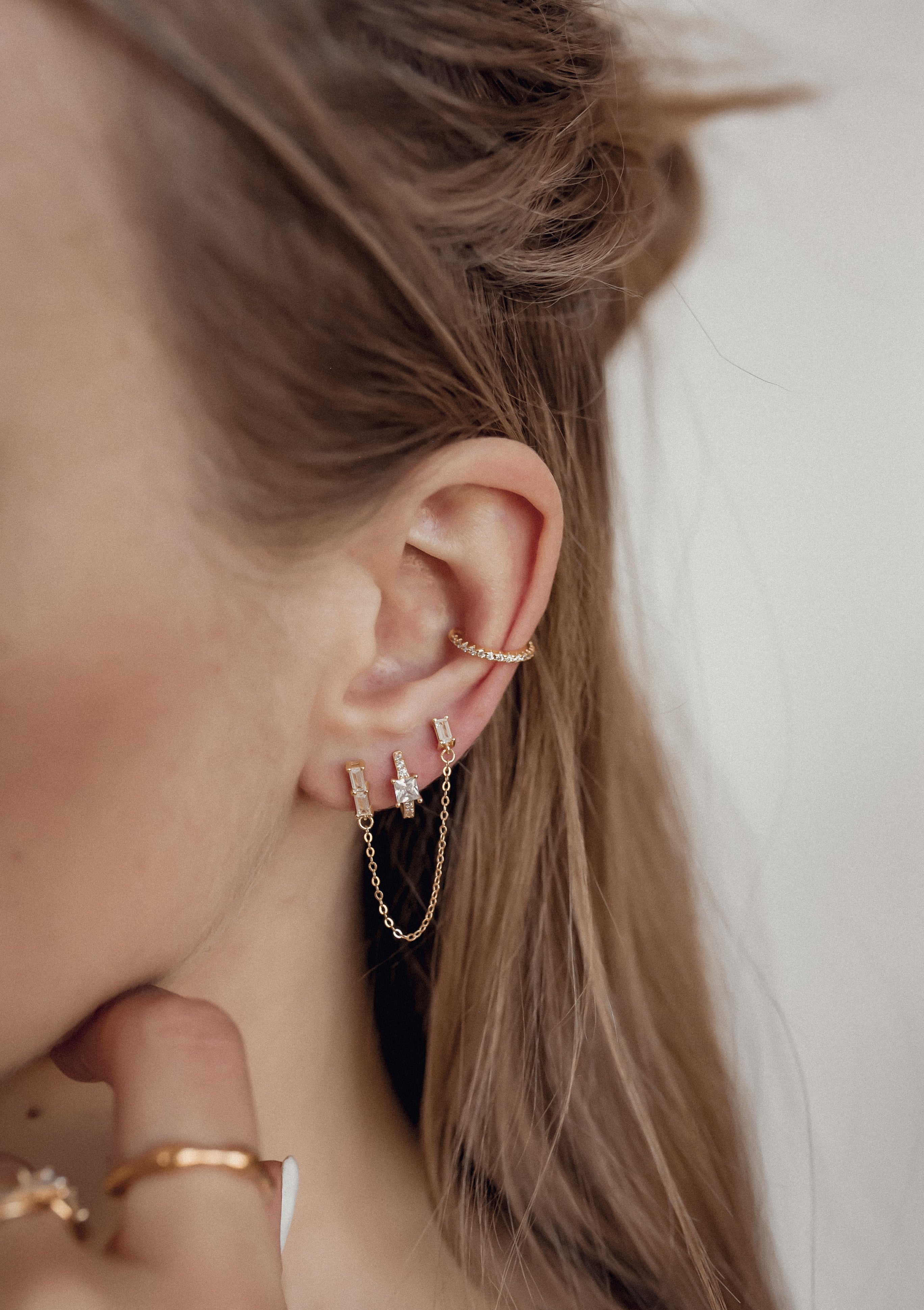 Diamond Ear Cuff Sterling Silver Gold - Image 22