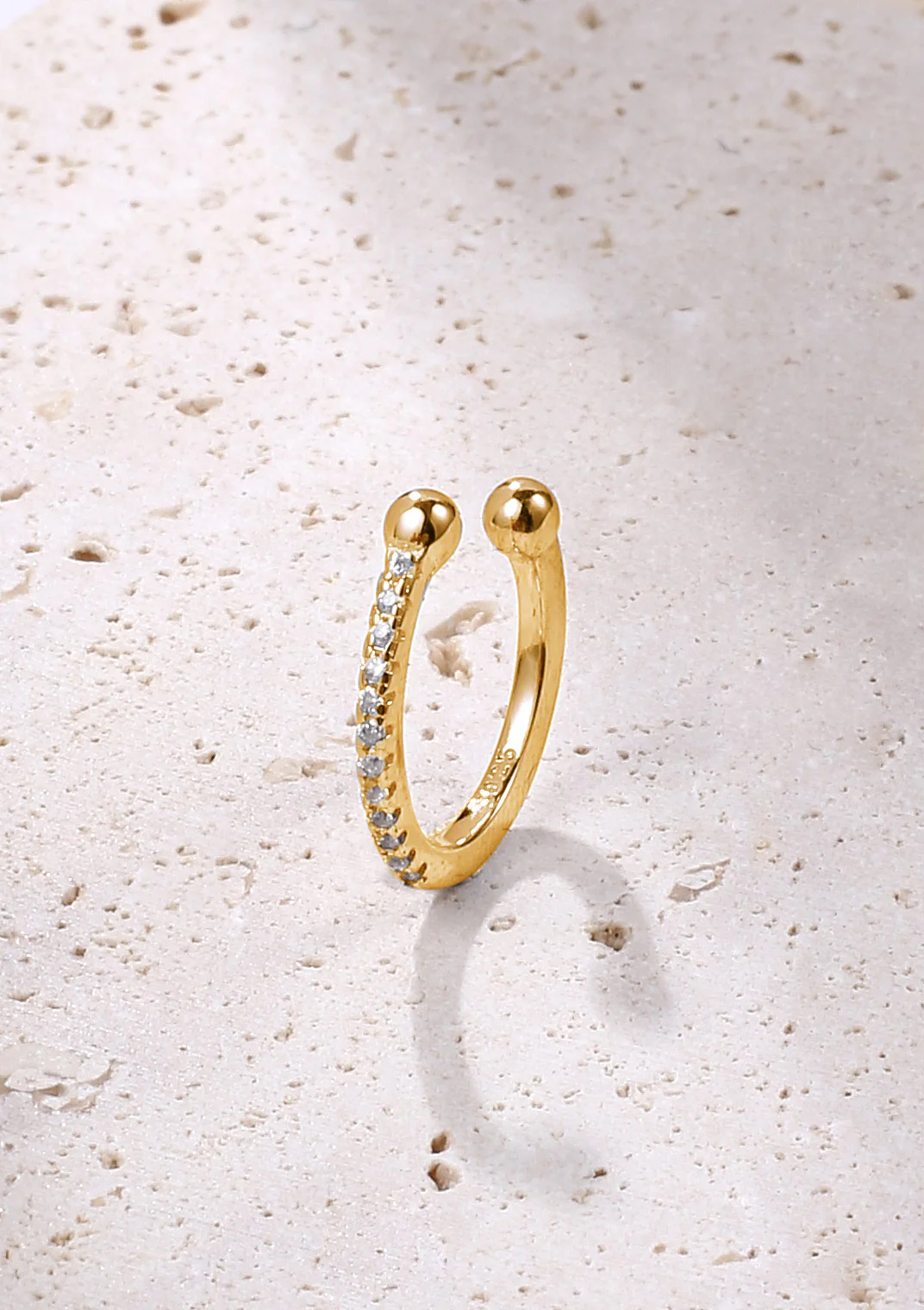 Diamond Ear Cuff Sterling Silver Gold - Image 3