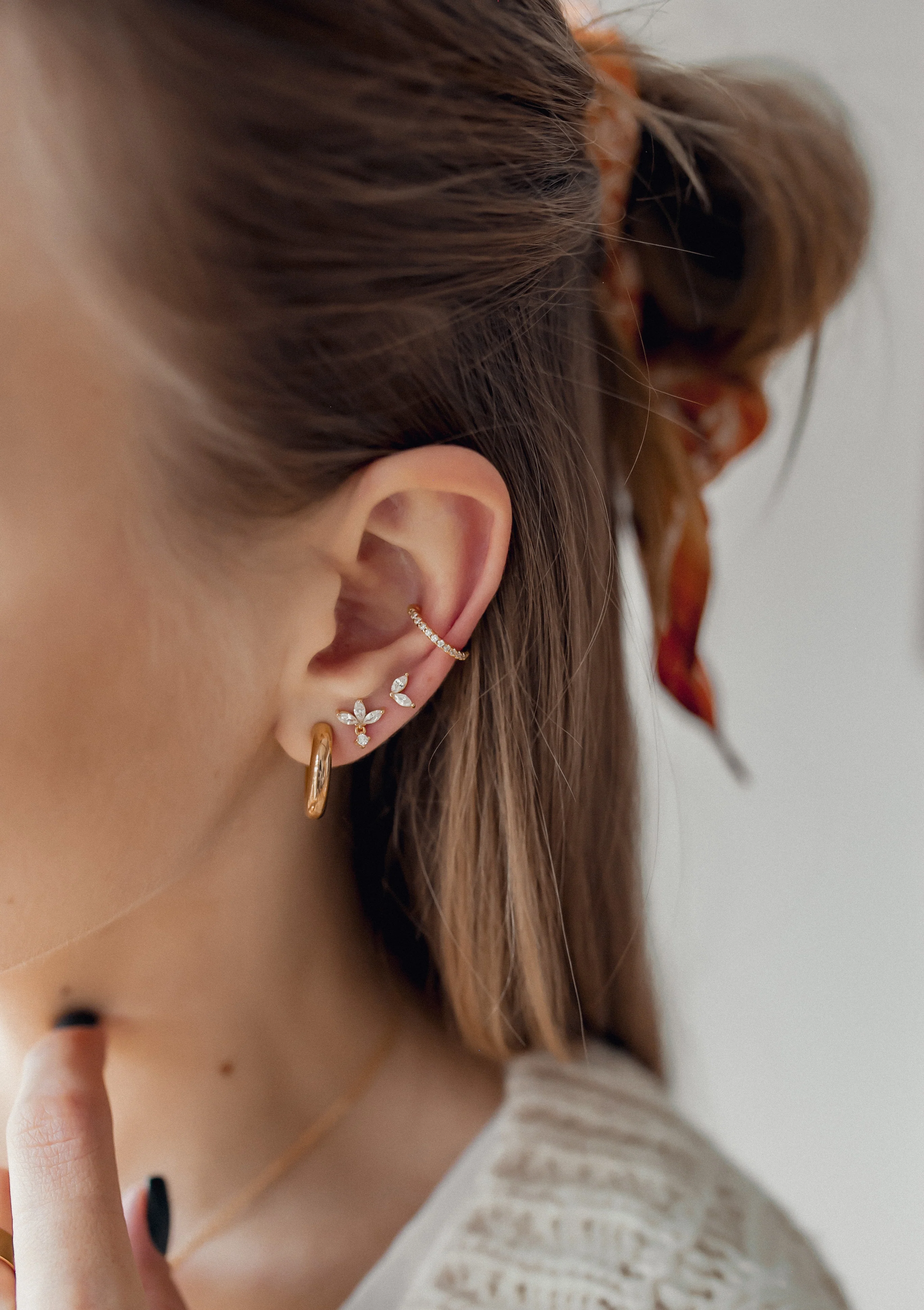 Diamond Ear Cuff Sterling Silver Gold - Image 4