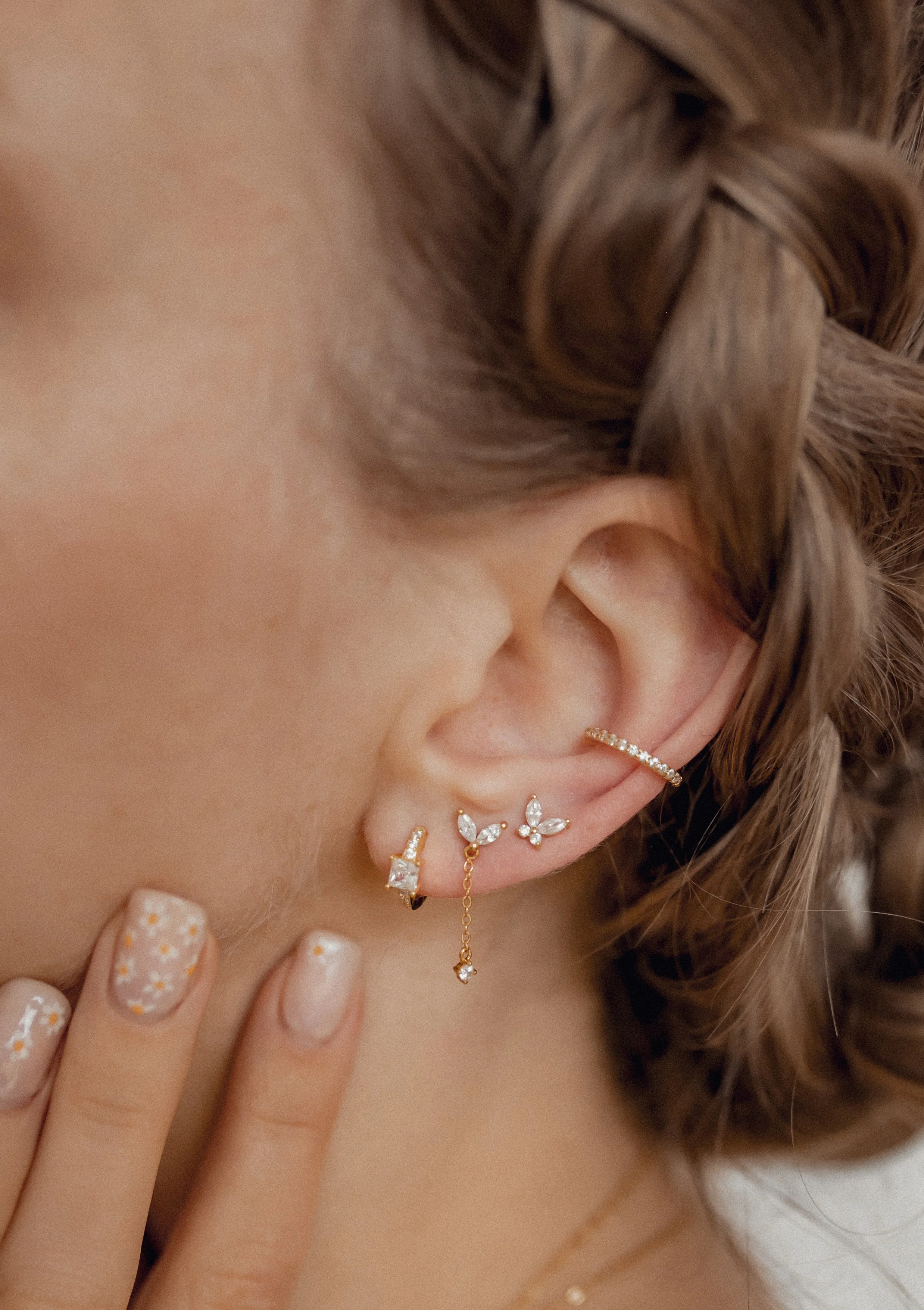 Diamond Ear Cuff Sterling Silver Gold - Image 5