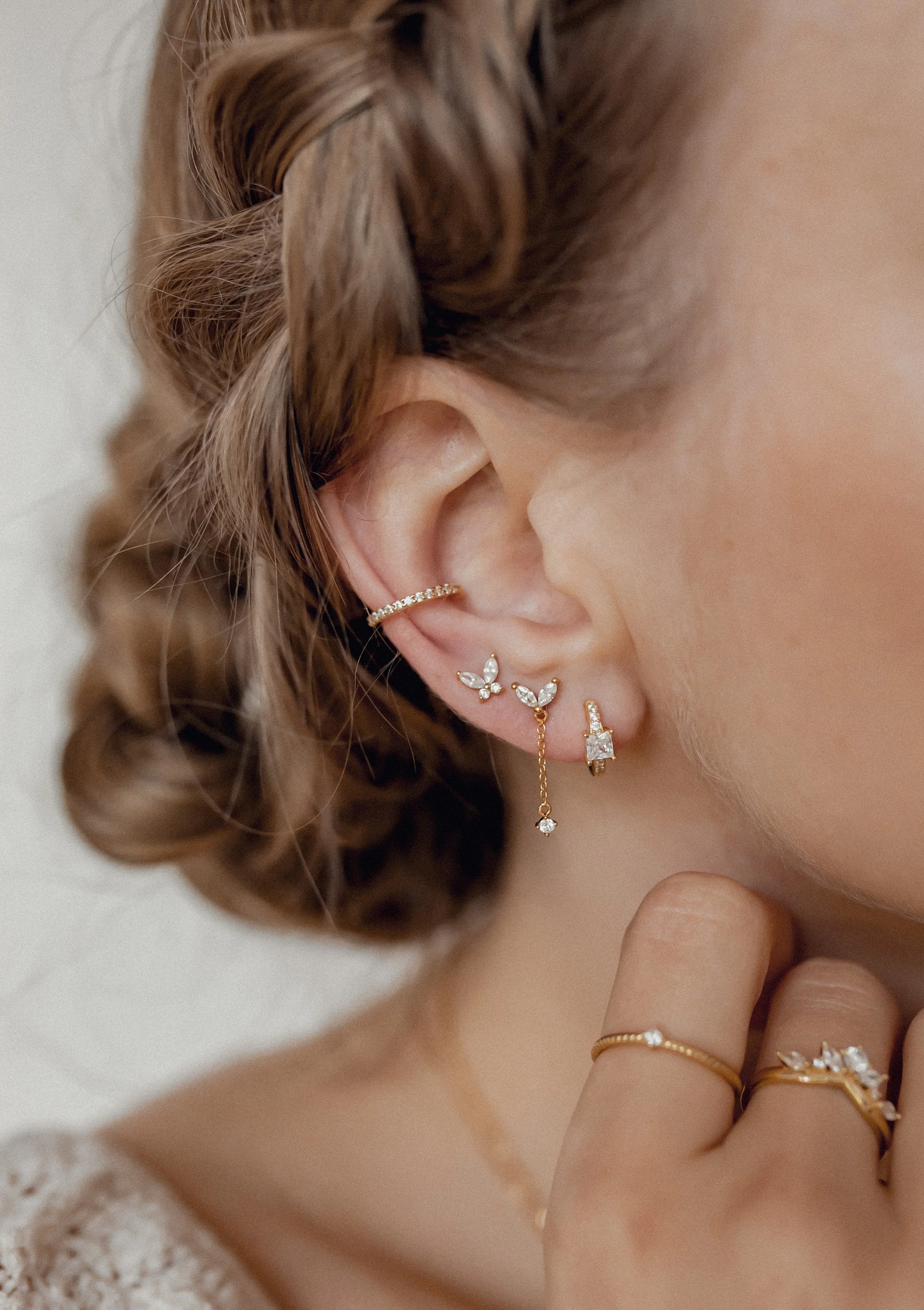 Diamond Ear Cuff Sterling Silver Gold - Image 8