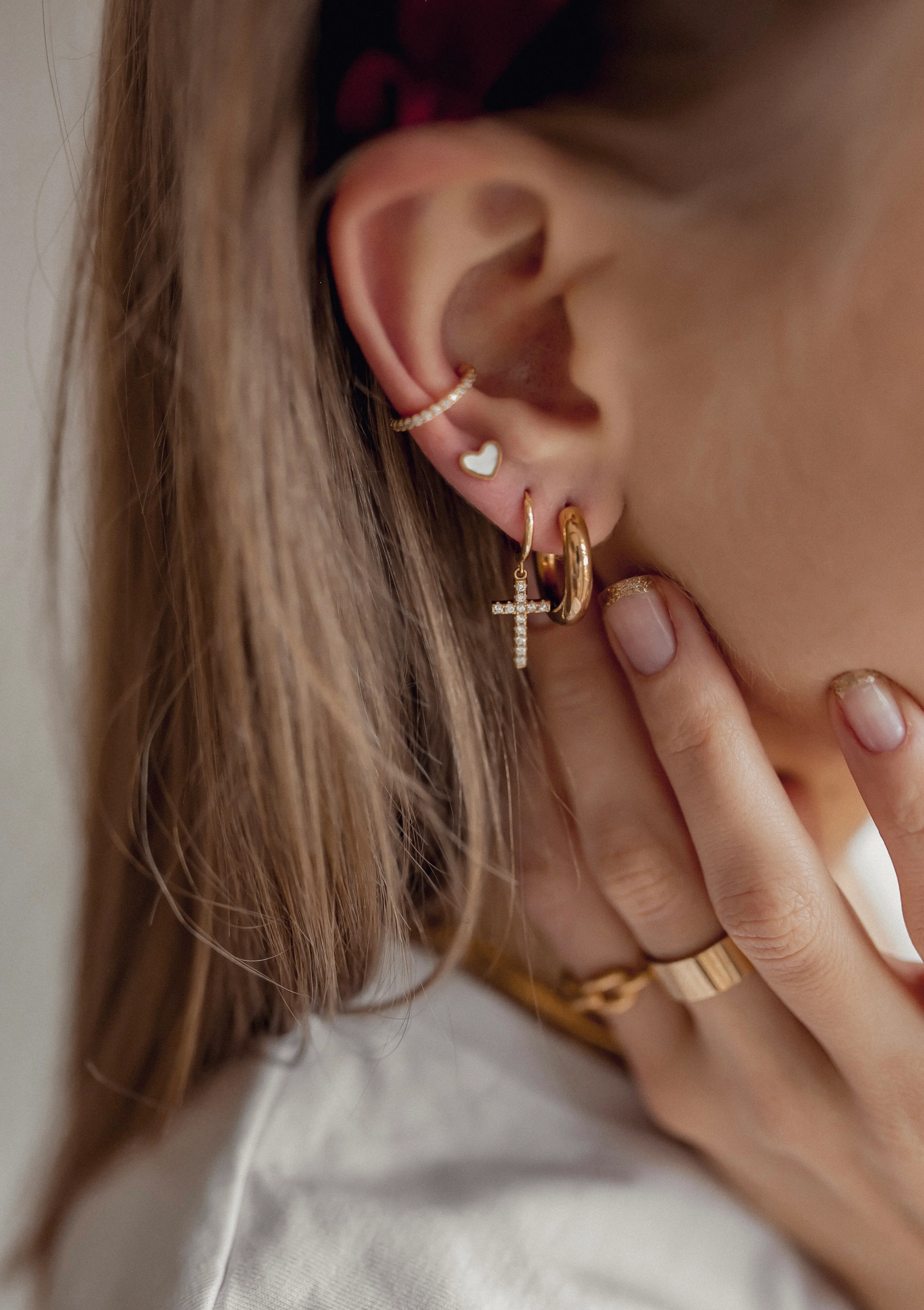 Diamond Ear Cuff Sterling Silver Gold - Image 9