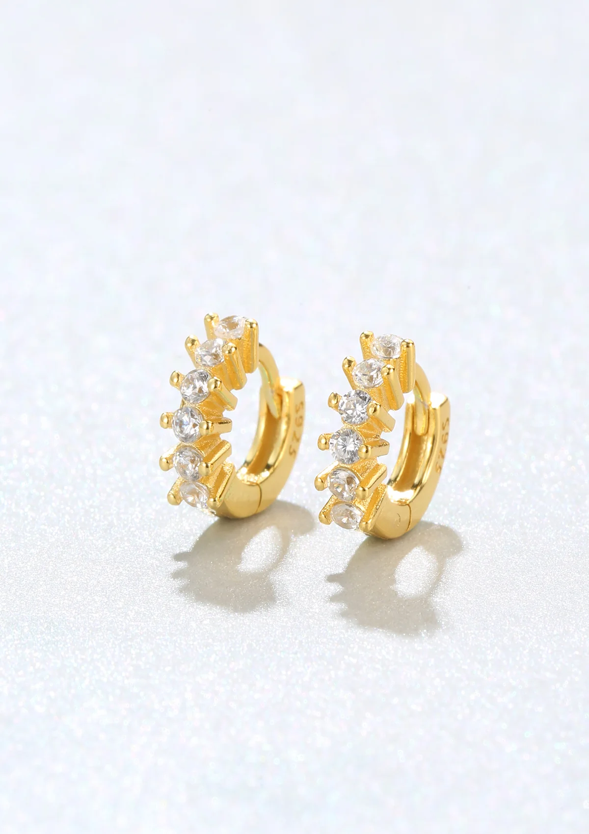 Diamond Fan Helix Earrings Sterling Silver Gold - Image 3