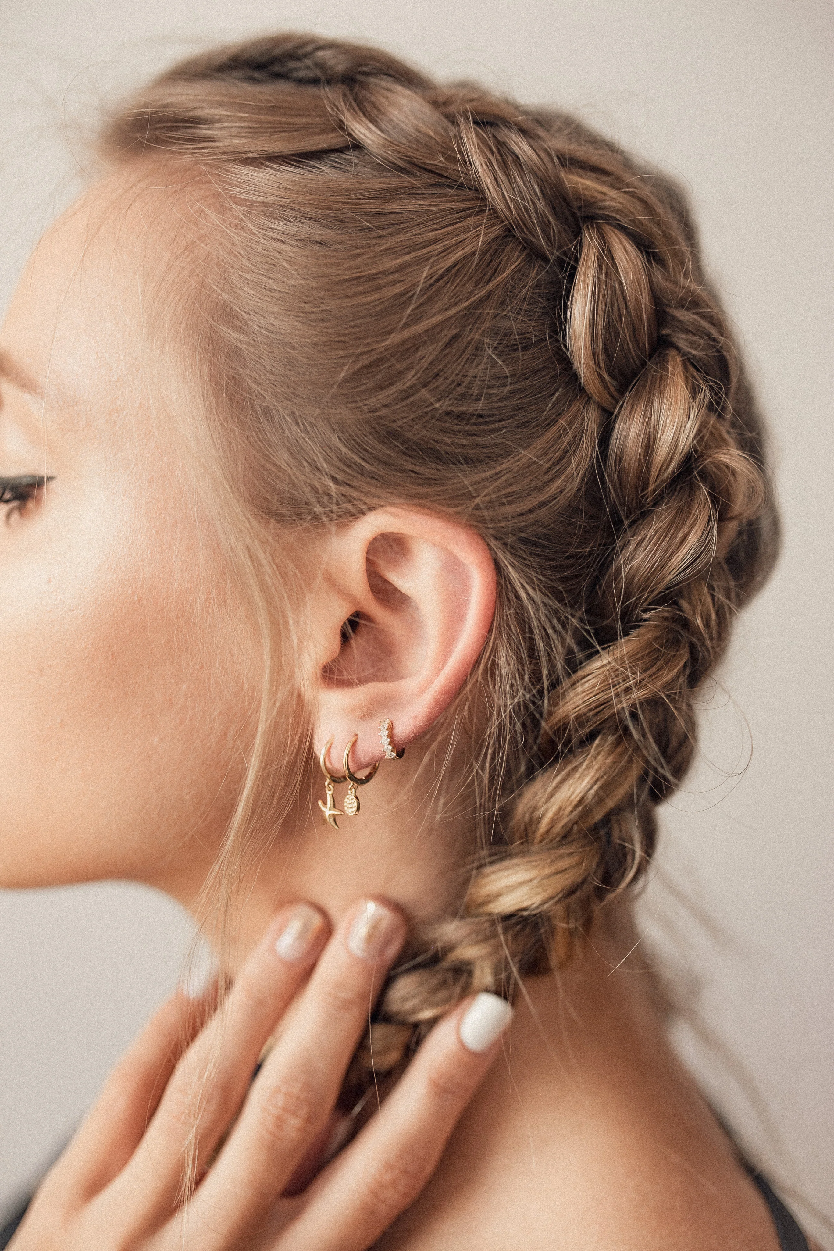 Diamond Fan Helix Earrings Sterling Silver Gold - Image 4