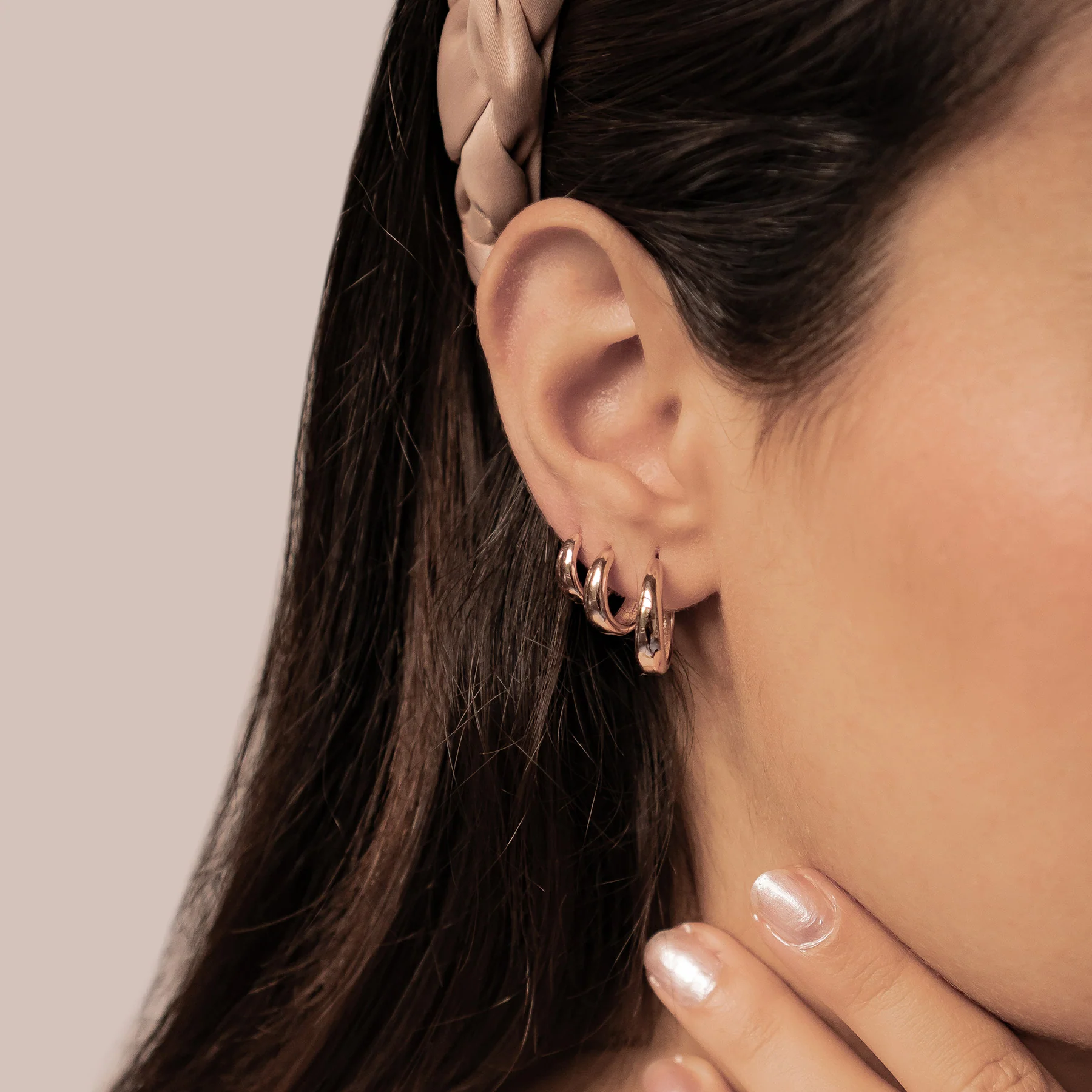 Dome Trio Hoop Earring Set Sterling Silver - Image 10