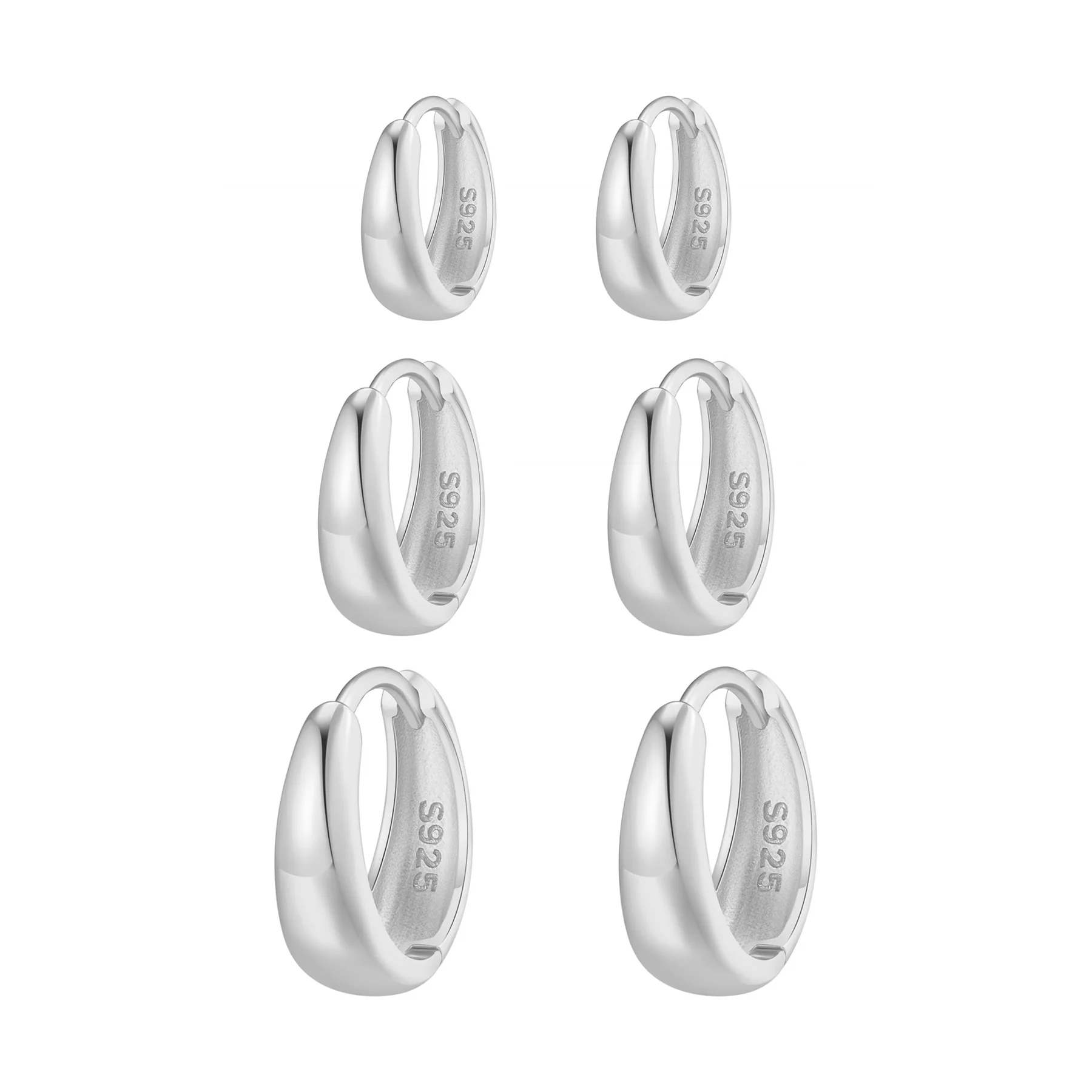 Dome Trio Hoop Earring Set Sterling Silver - Image 12