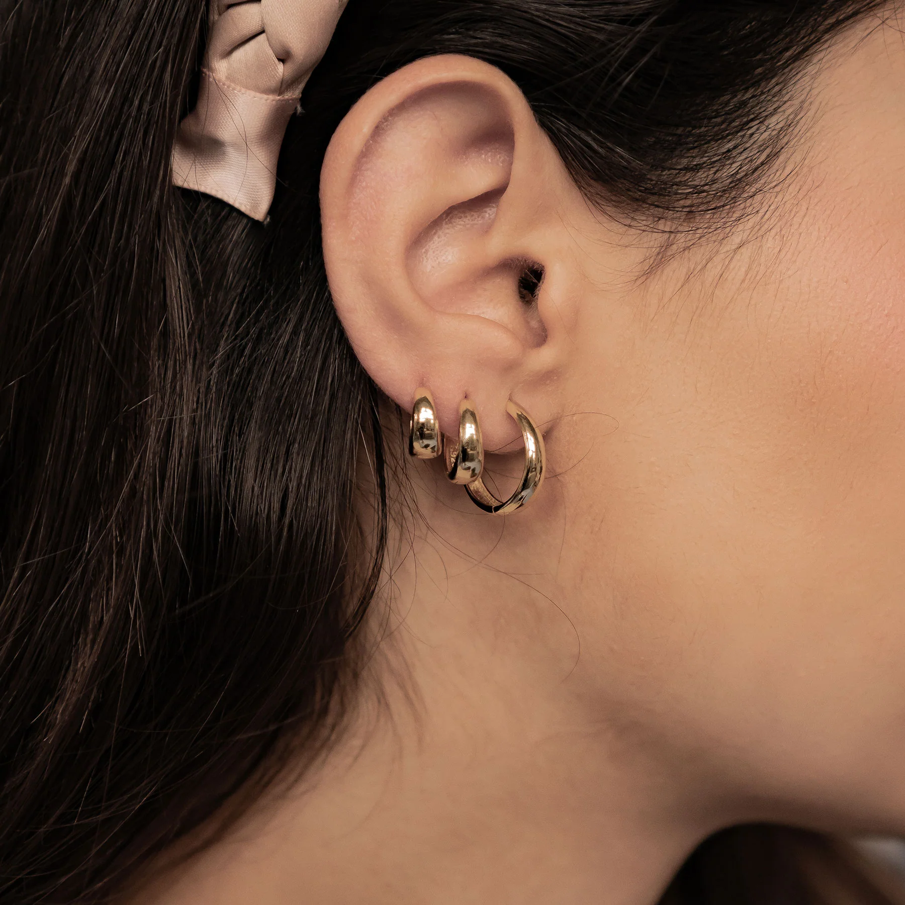 Dome Trio Hoop Earring Set Sterling Silver - Image 3