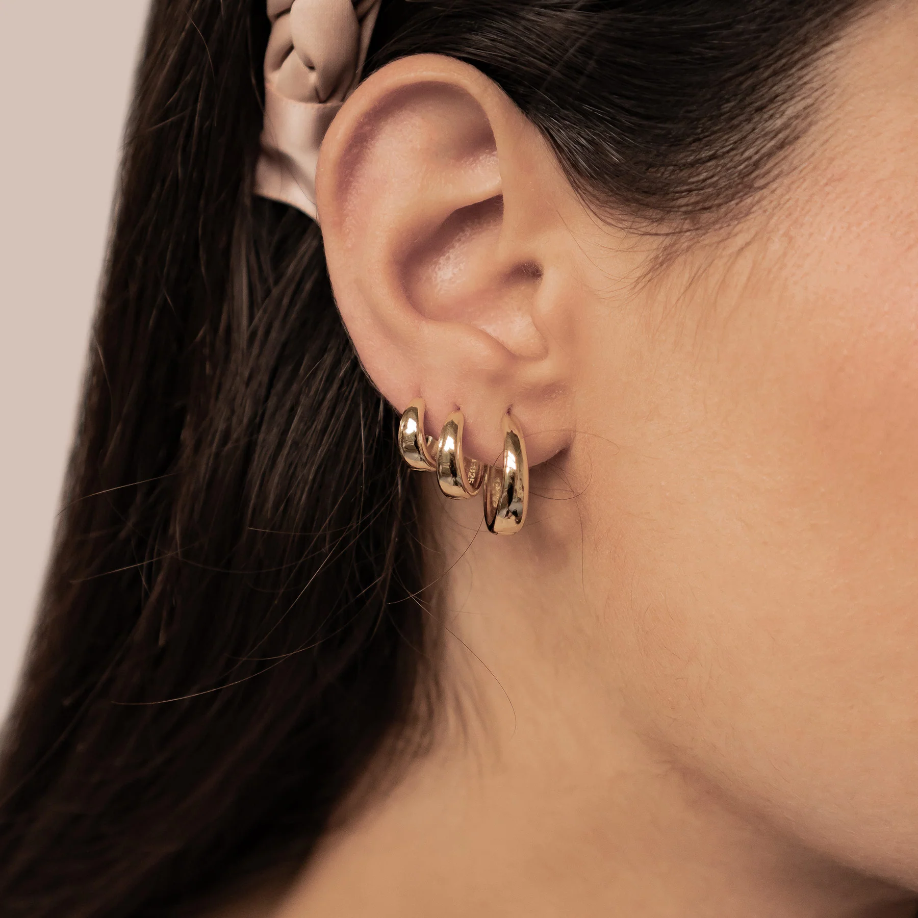 Dome Trio Hoop Earring Set Sterling Silver - Image 4