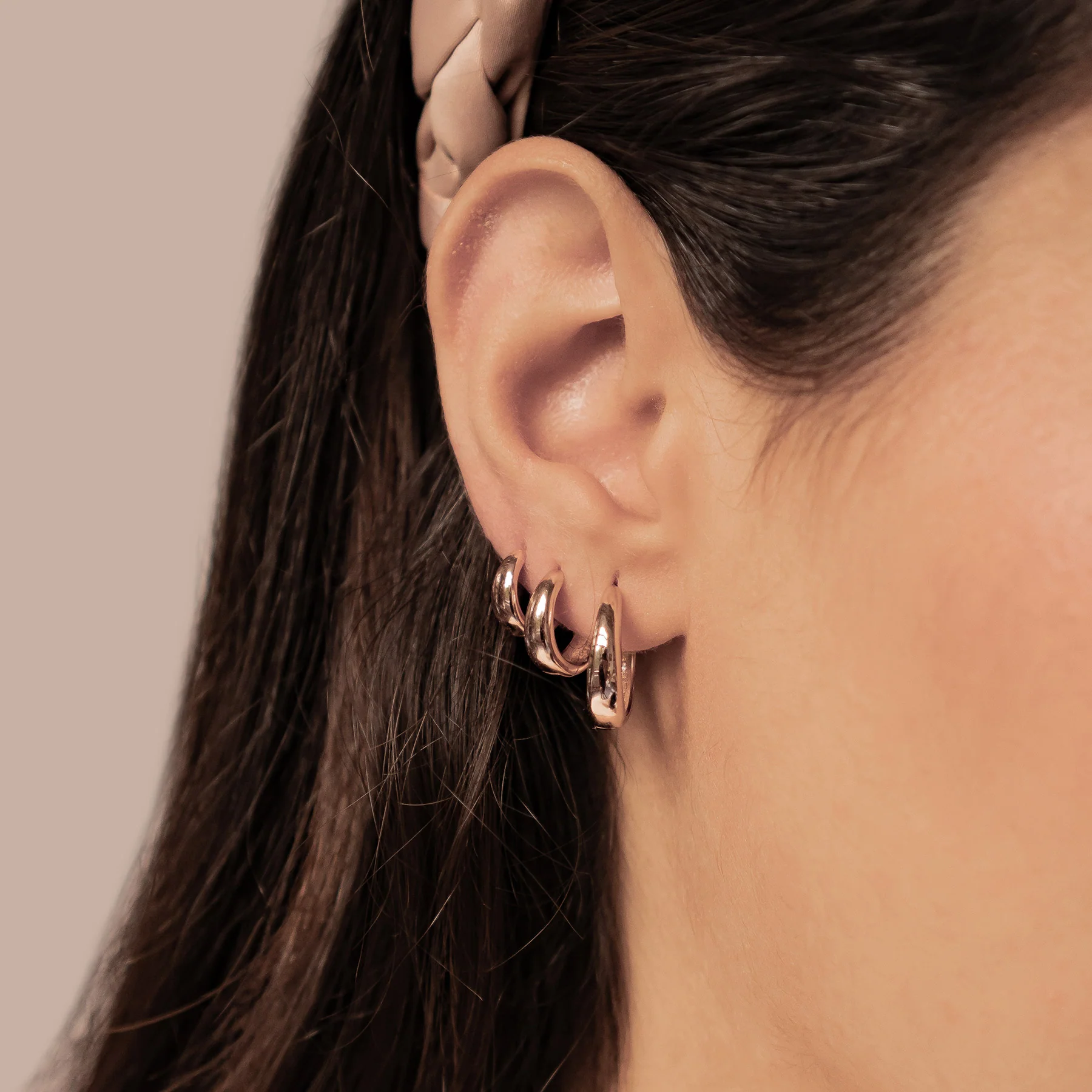 Dome Trio Hoop Earring Set Sterling Silver - Image 8