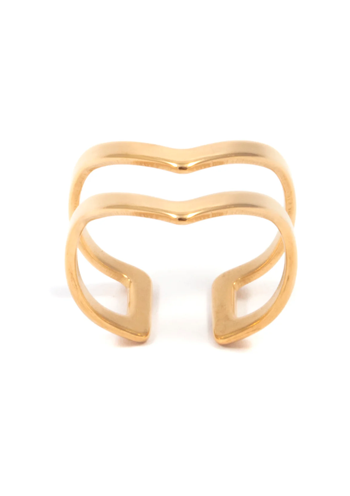 Double Chevron Ring Band Gold - Image 6