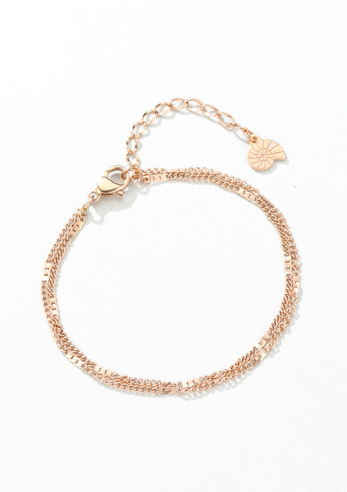 Double Curb Chain Bracelet Rose Gold - Image 3