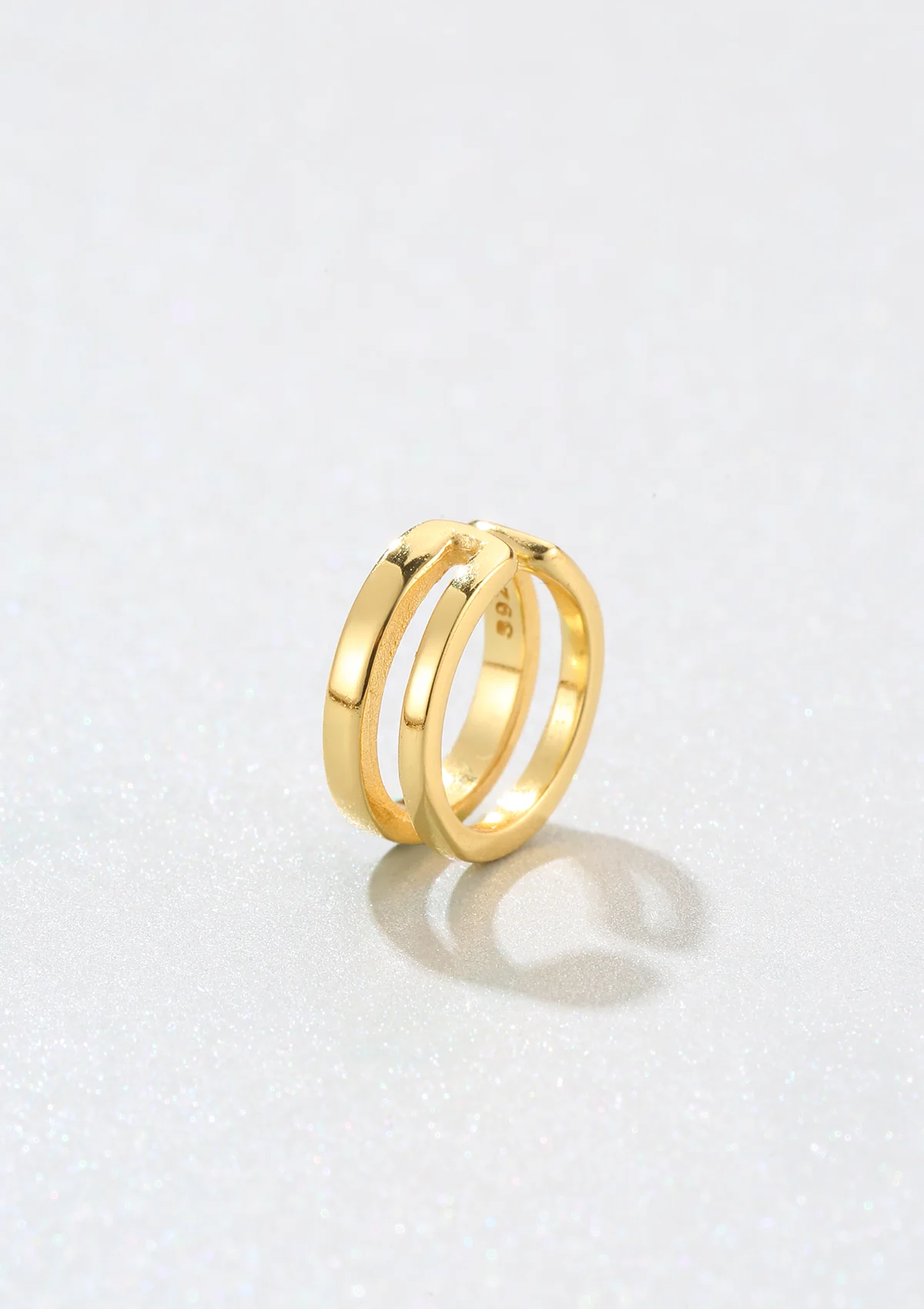 Double Hoop Ear Cuff Sterling Silver Gold - Image 3