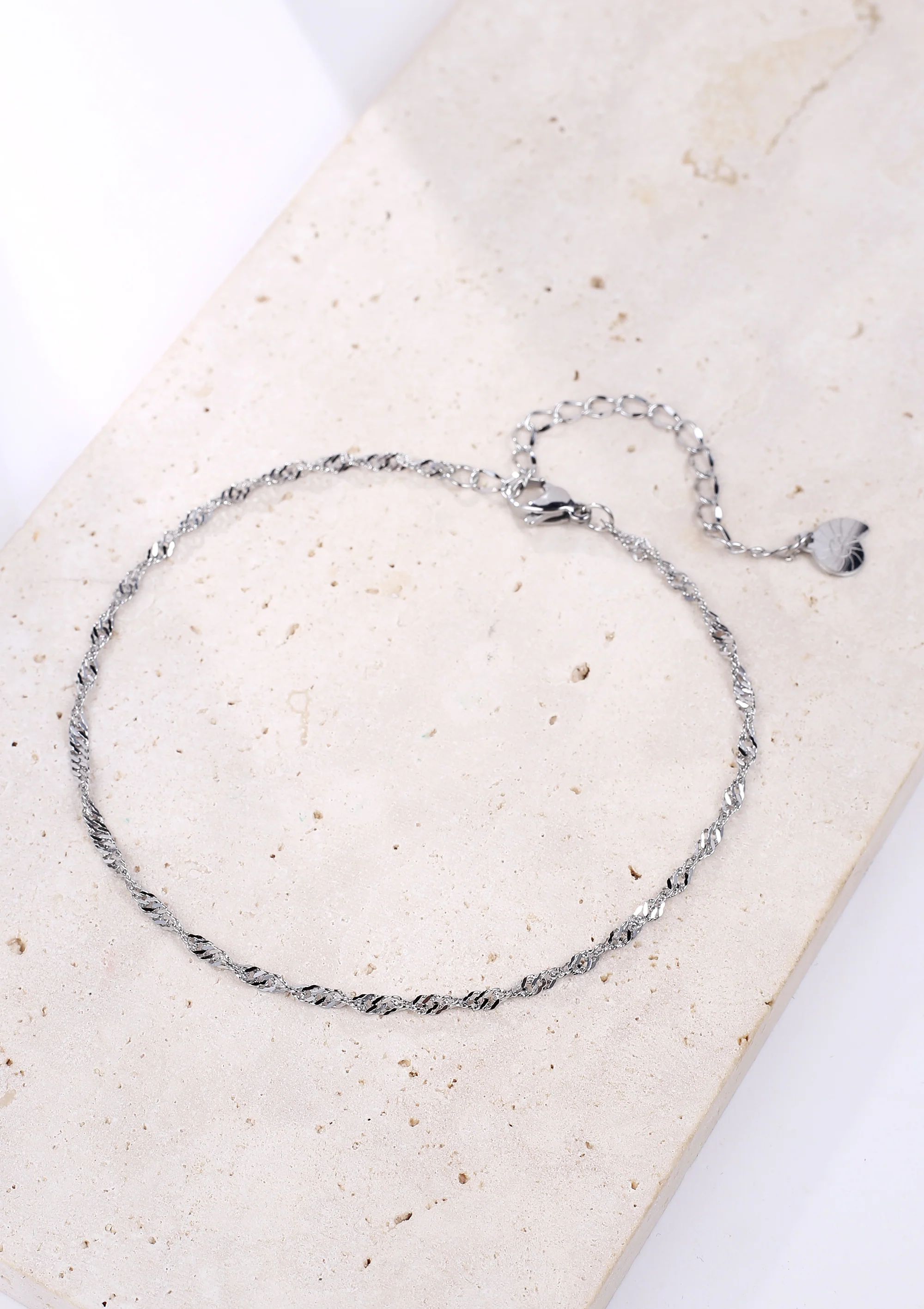 Fine Singapore Chain Anklet Silver - Image 3